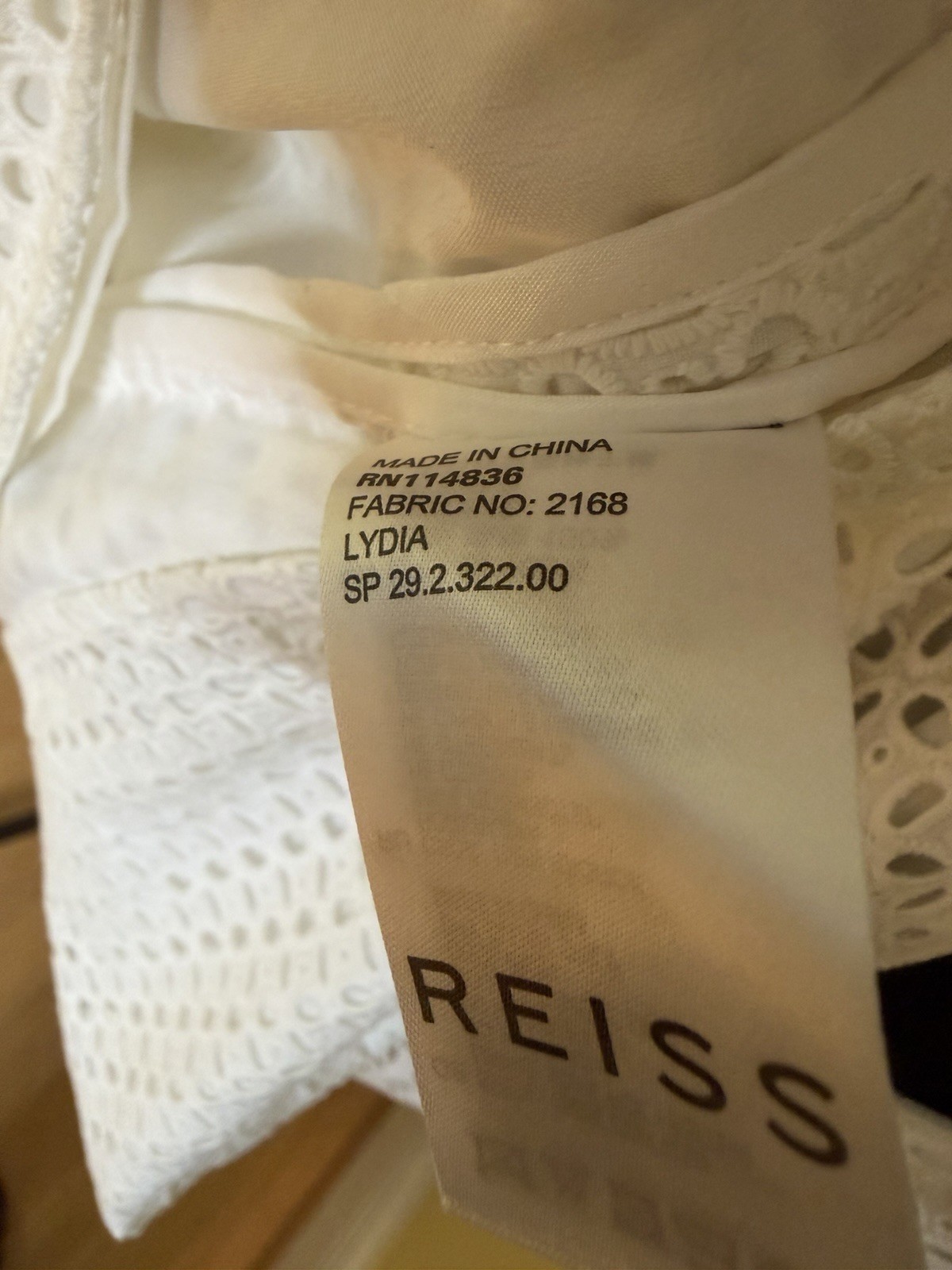 Reiss Lydia White Eyelet Open Back Mini Dress, Size 10, Good Condition