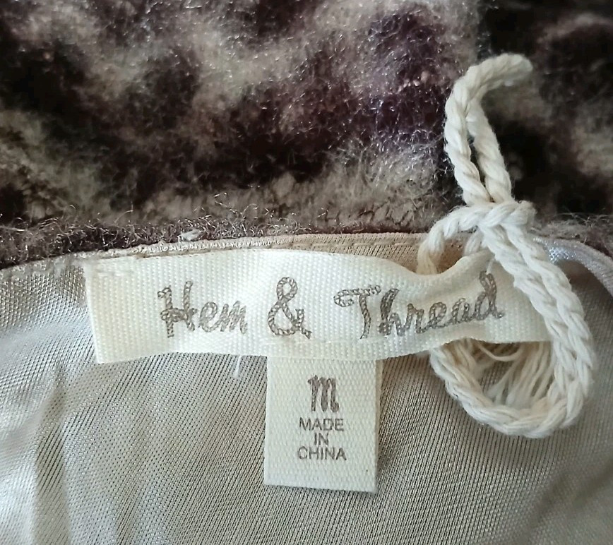 Hem & Thread Dress Size Medium Fit & Flare Lined Soft Fuzzy Leopard Print