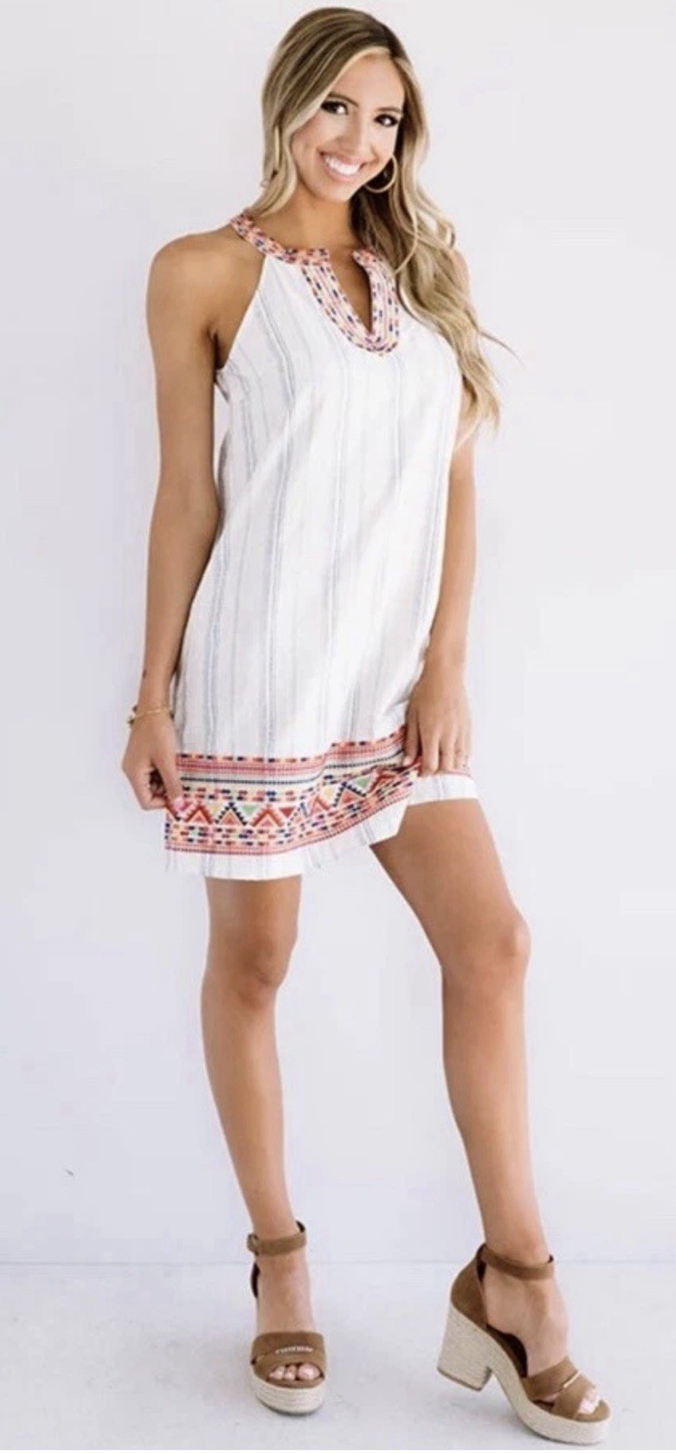 Savanna Jane Embroidered Boho Sleeveless Shift Dress NWT Lightweight Size Small