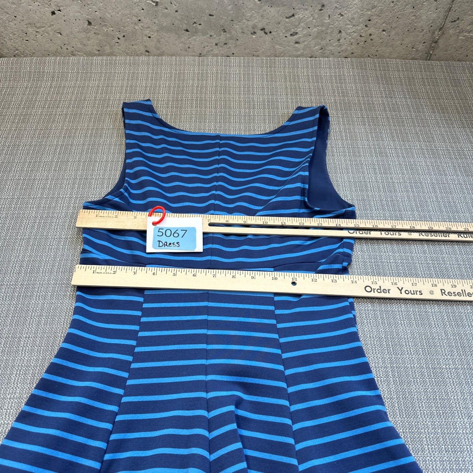 Peter Som for DesigNation Fit & Flare Dress size 4 Indigo Blue Striped Stretch
