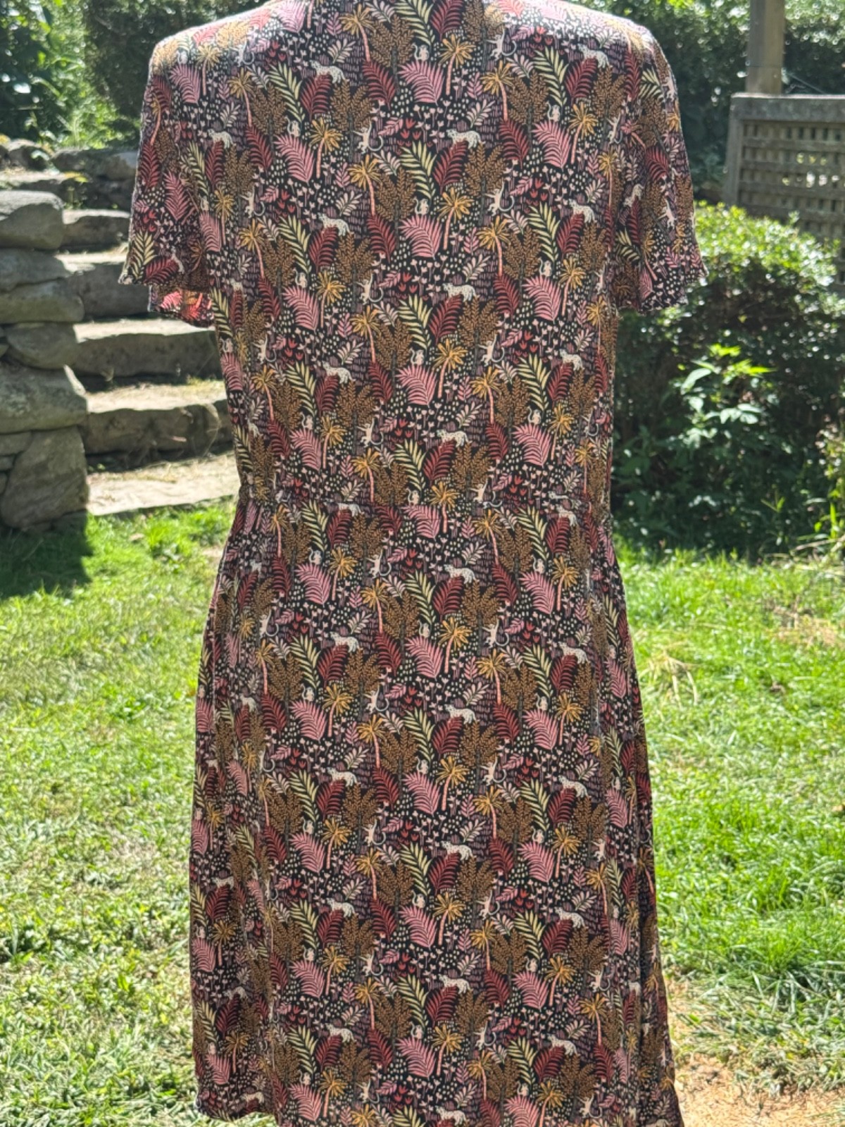 Loft Womens Paradise Lost Mini Dress Size S Jungle Animal Pintuck Pleat Cats