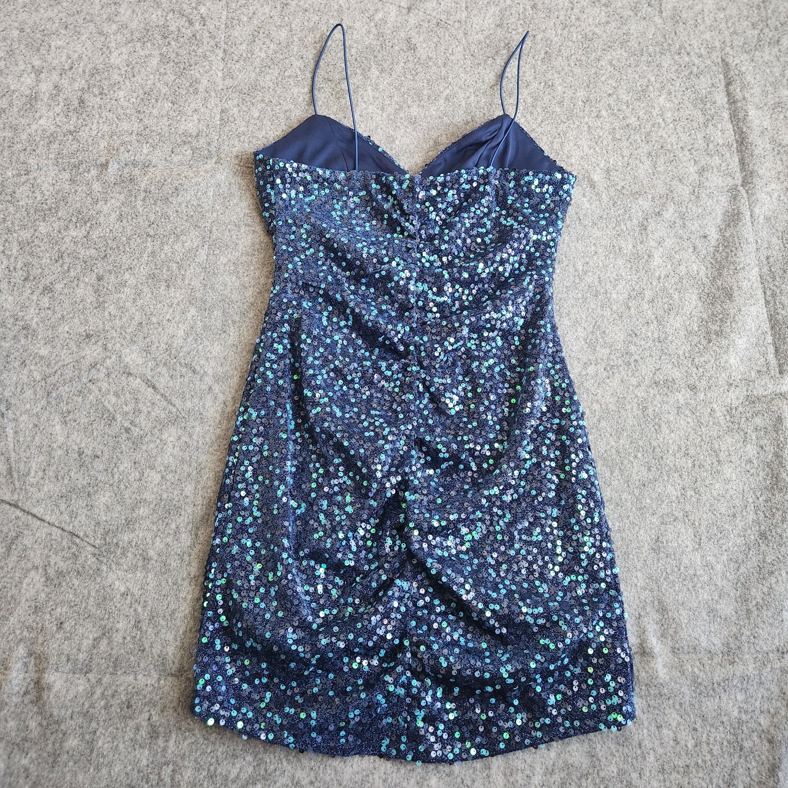 Speechless Sequin Ruched Bodycon Mini Dress Women’s L Blue Formal Party Prom NEW