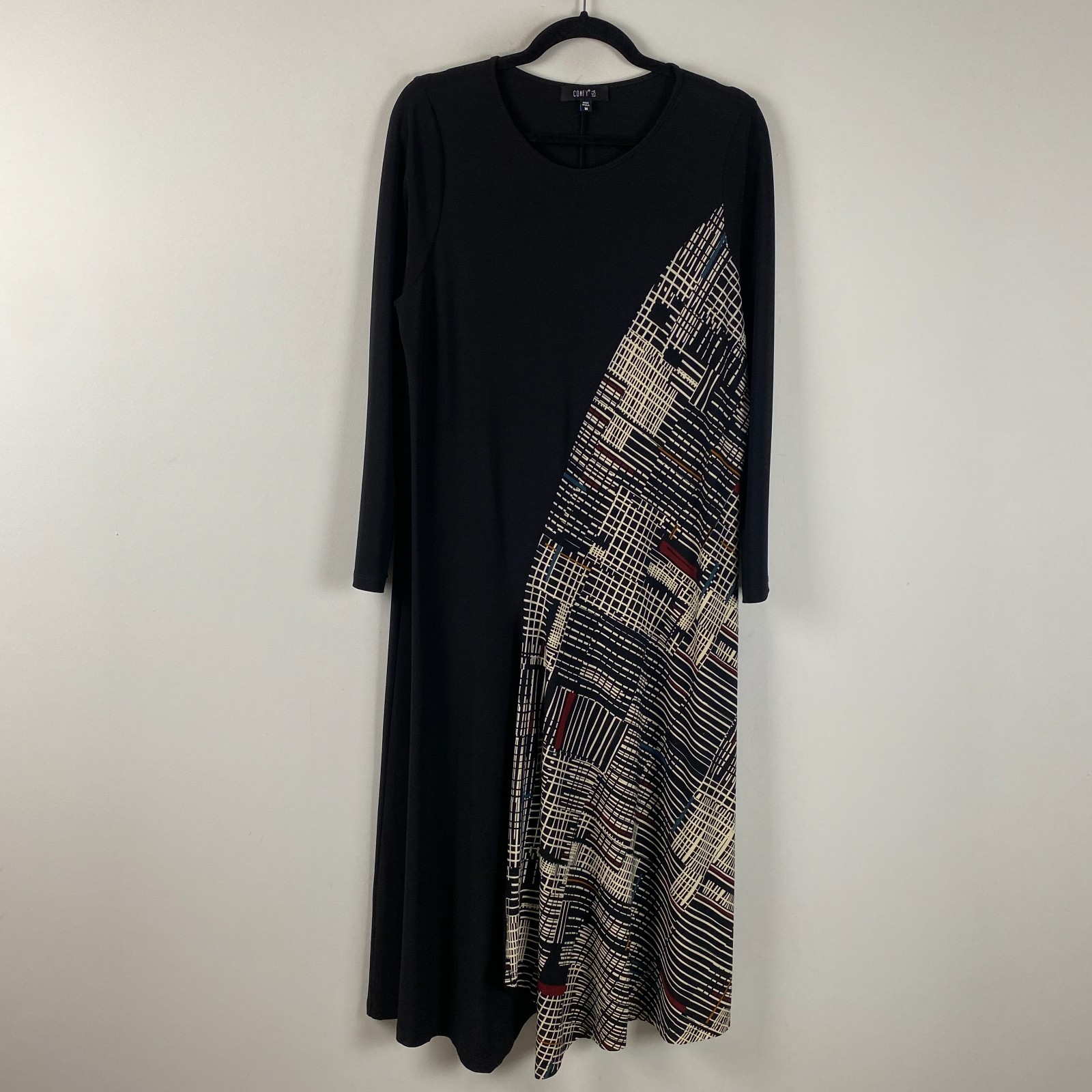 Comfy USA Midi Dress Size Medium Stretch Long Sleeve Round Neck Lagenlook