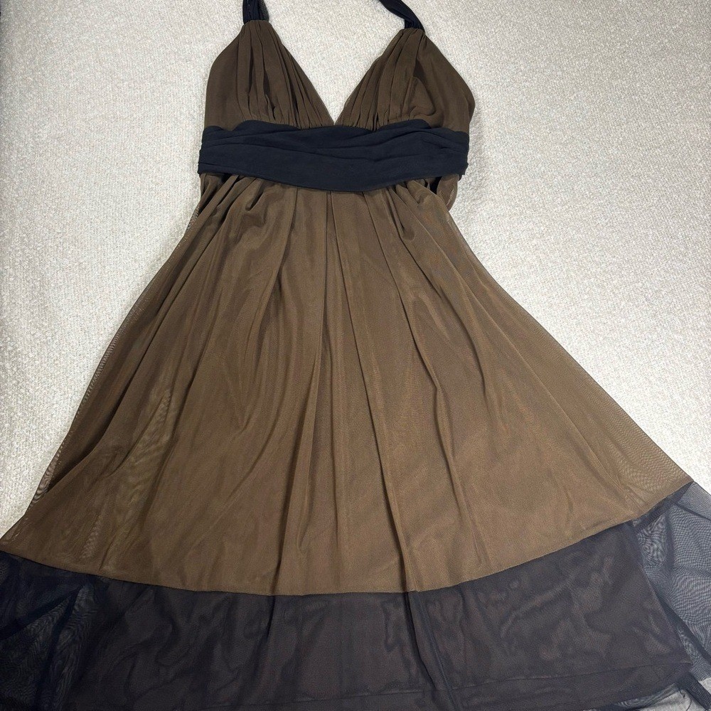 london style y2k halter brown black flowy dress goth grunge fairy downtown girl
