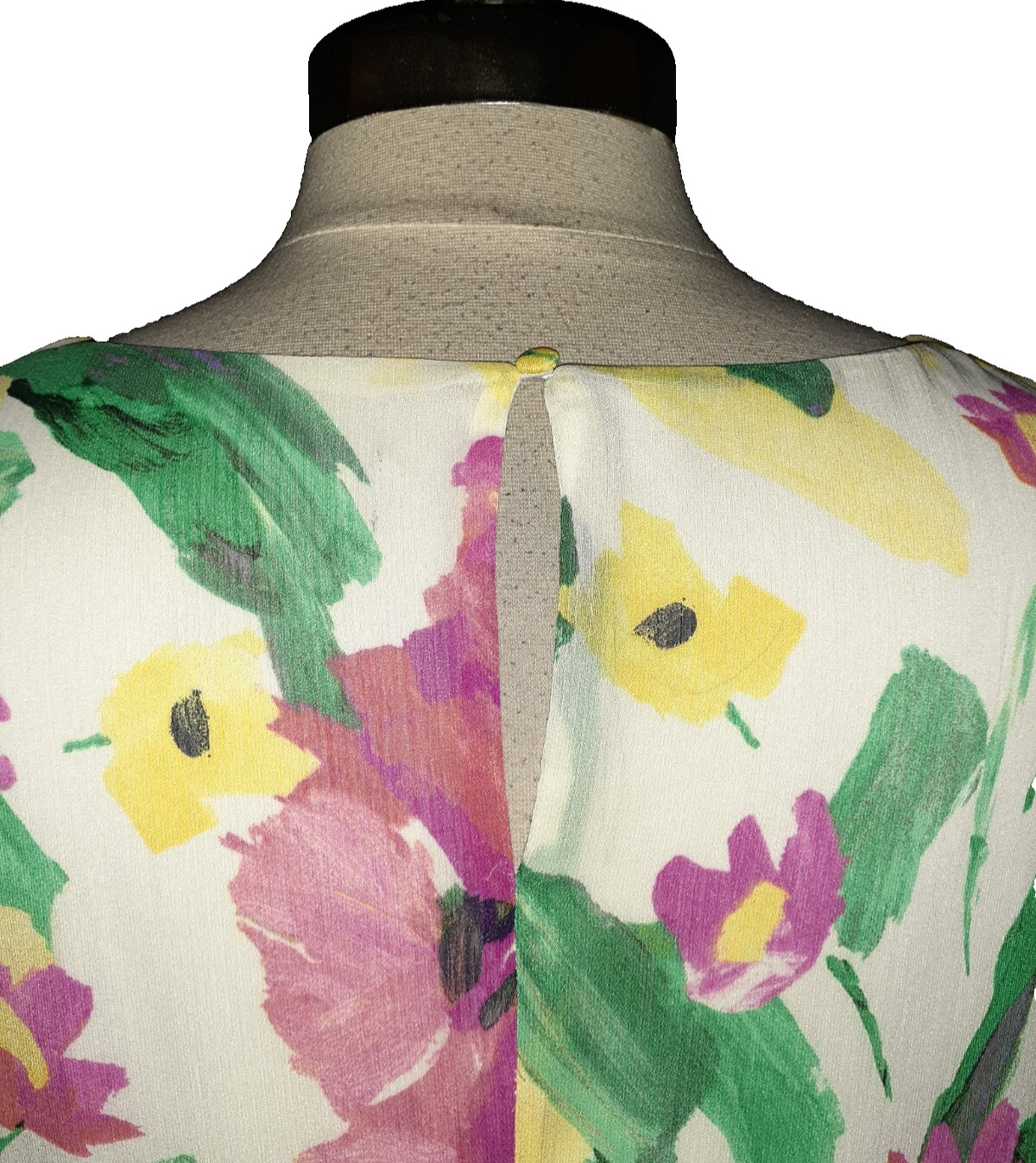 DKNY Size 14 Shift Dress White Pink Yellow Floral Short Sleeve