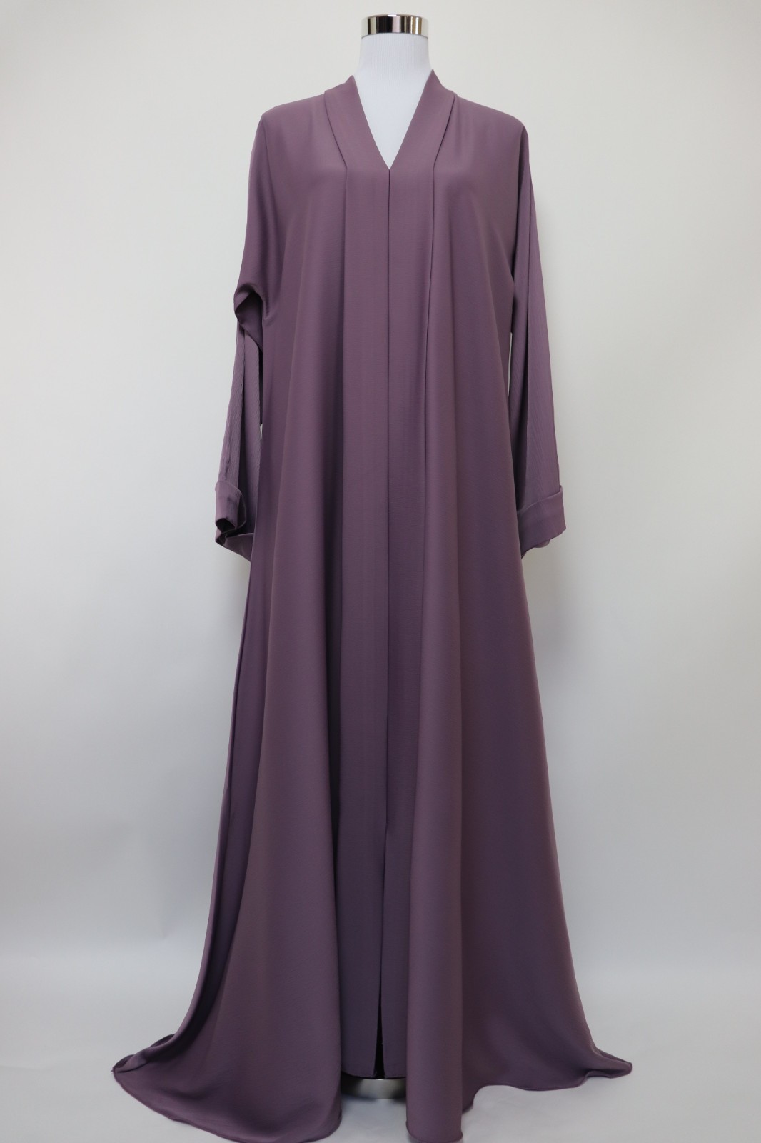 Dubai Abaya Closed Crinkle Semi Flare Umbrella Muslim Modest Dress Dusty Lilac