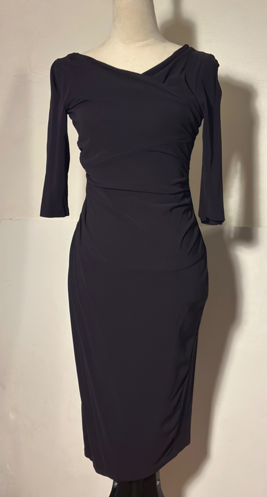 Vintage Diane Von Furstenberg DVF Aubergine Rayon Bodycon Cocktail Dress XS-S