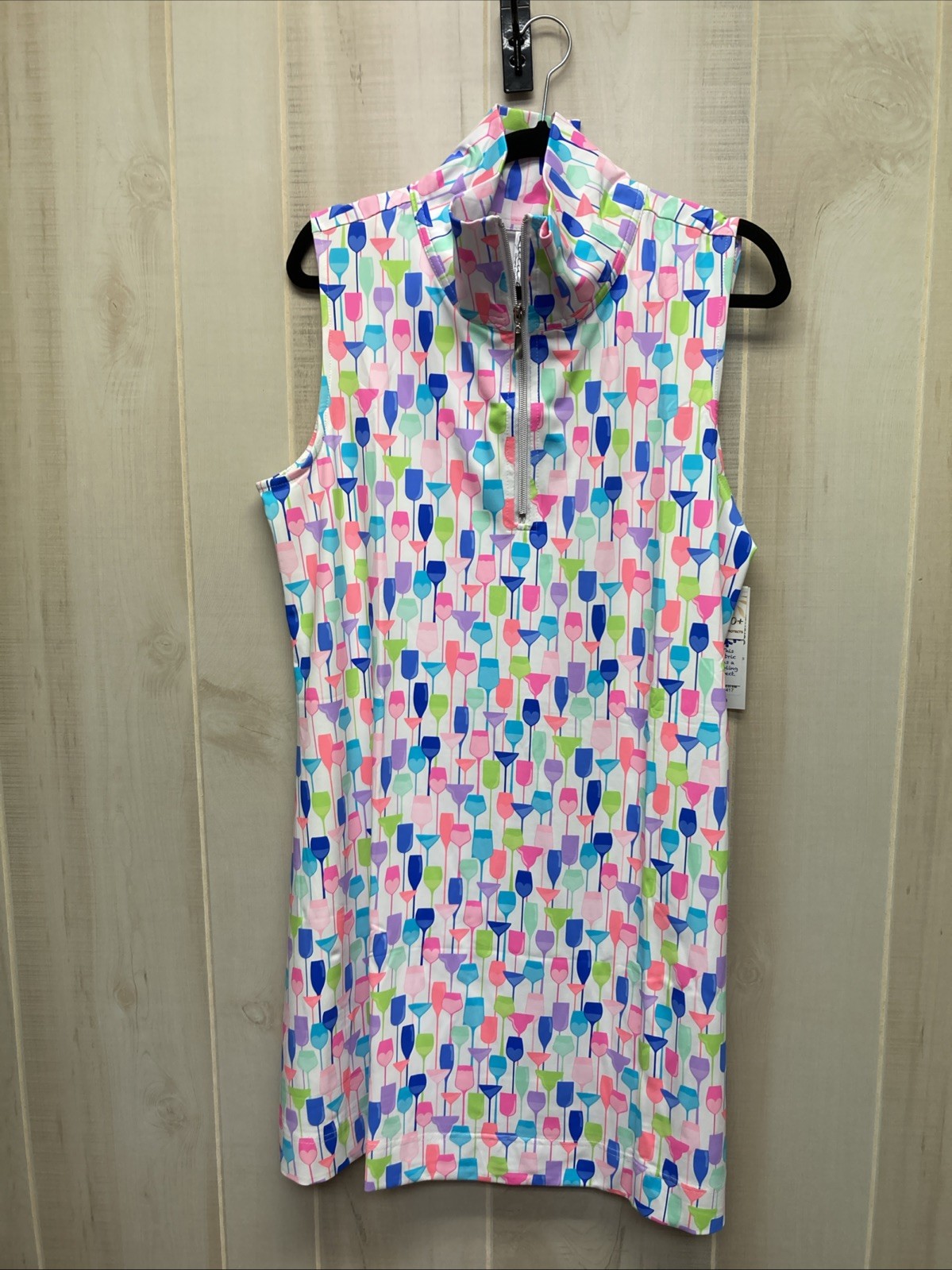 XL Lulu B Zip Up Tank Dress Multicolor Wineglass