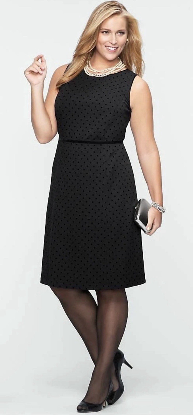 NWT Talbots Women’s 2 Black Polka Dot Rayon Blend Sleeveless Sheath Dress