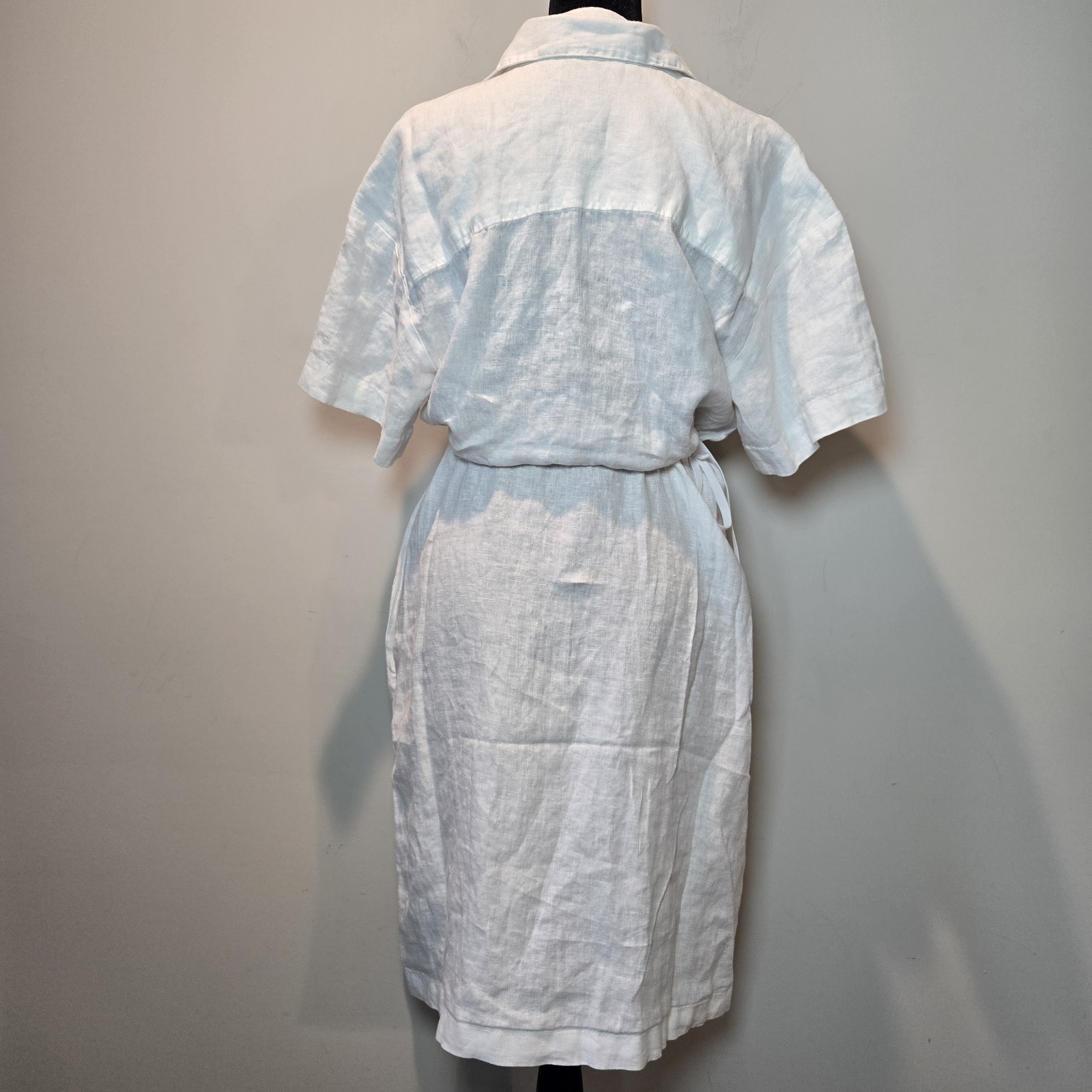 Athleta 100% Linen Dress 8 Playa Wrap Snow White Sustainable Beach Resort Wear