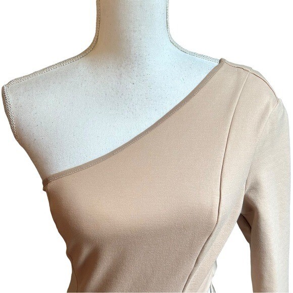 NBD Jackie Mini One Shoulder Cut Out Side Dress Revolve Woman Small Taupe Modern