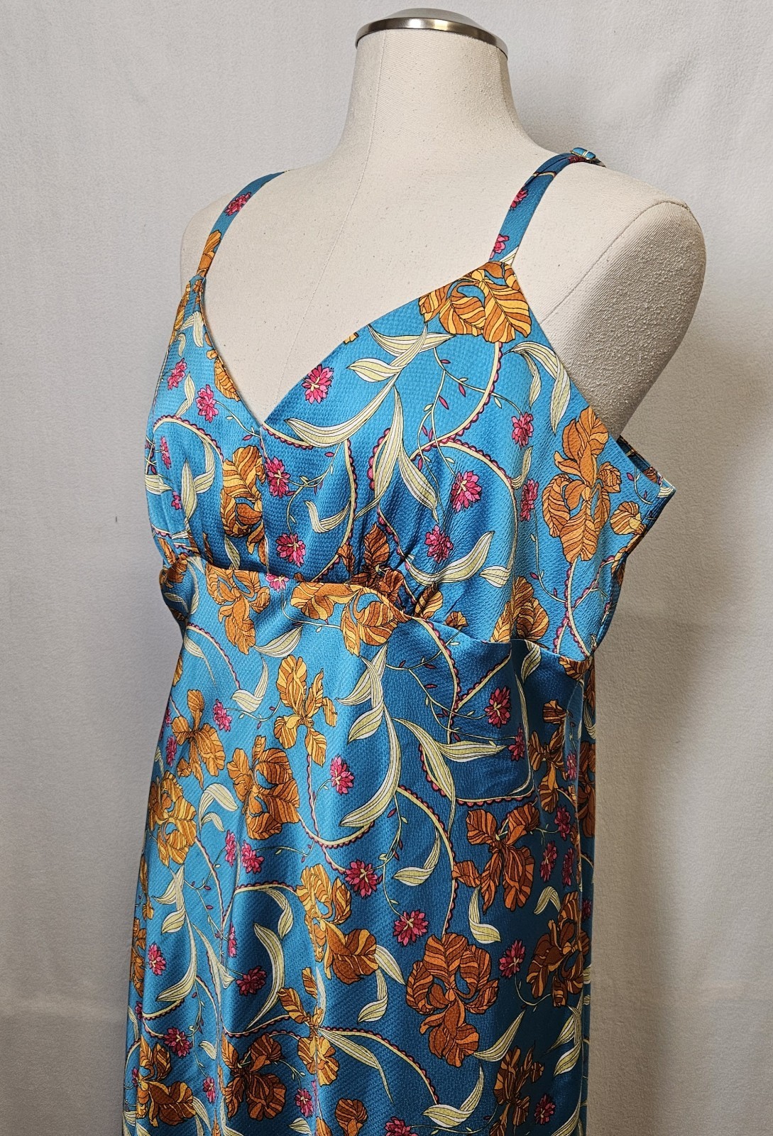 Sofia Jeans Plus Slip Midi Dress by Sofia Vergara Sz XXXL Blue Floral Tropical