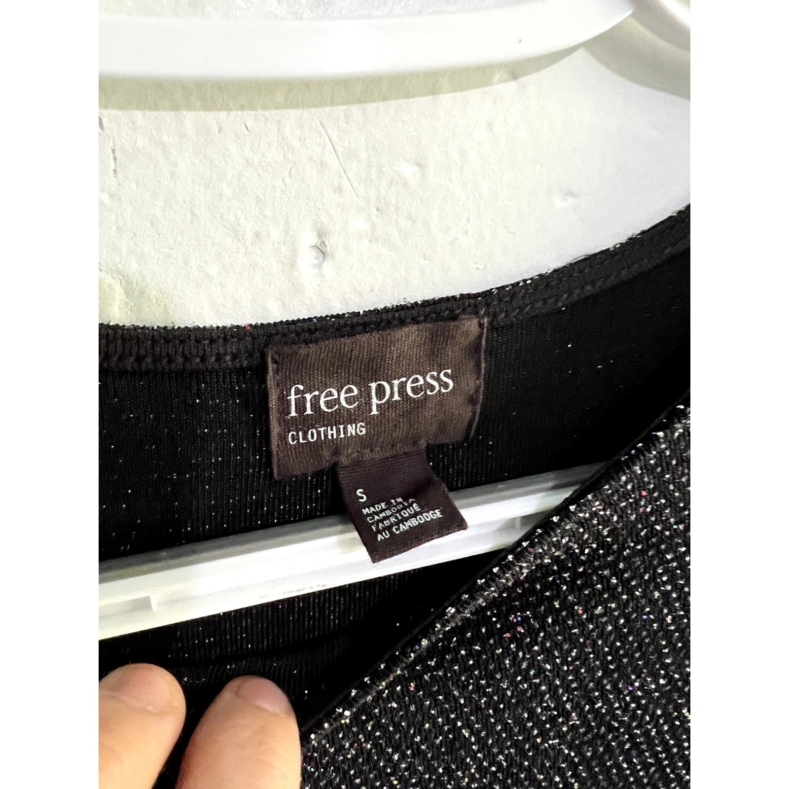 Free Press black sparkly bodycon long sleeve dress womens small evening cocktail