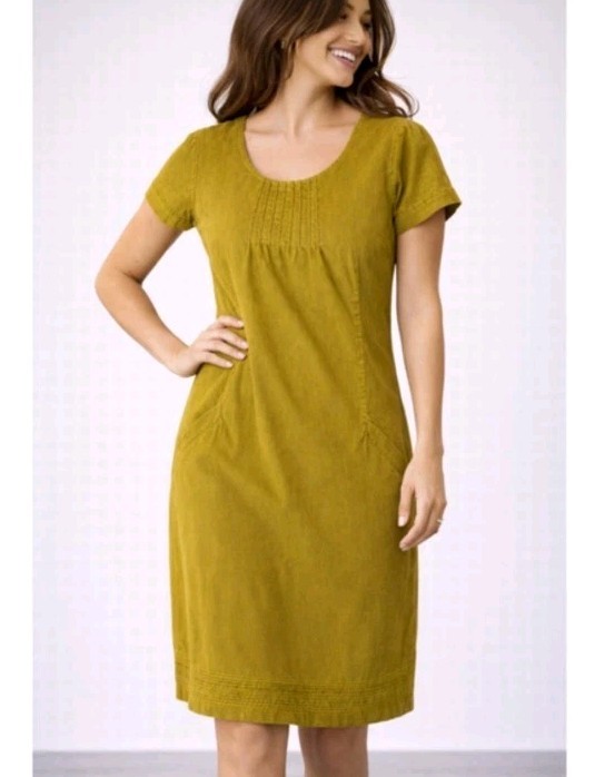 BODEN Montmartre Small Wale Corduroy Sheath Dress Sz US 6R Olive Green (VP)
