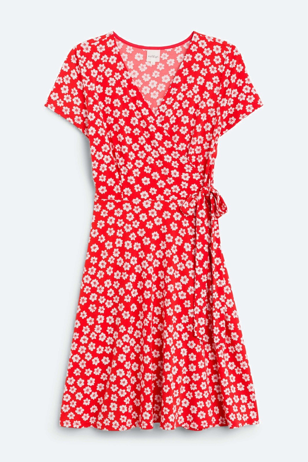 Kaleigh Arnett Faux Wrap Knit Dress- Medium-Red Floral