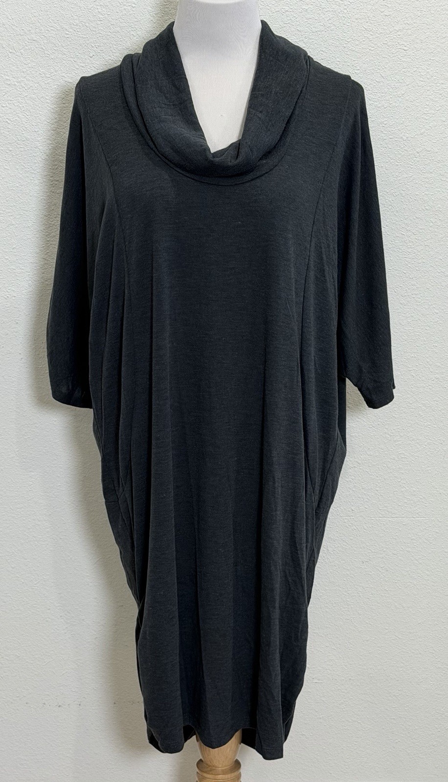 NEW Love Delirious Of LA Plus Size 3X Black Cowl Neck Tunic Dress Ruch Lagenlook