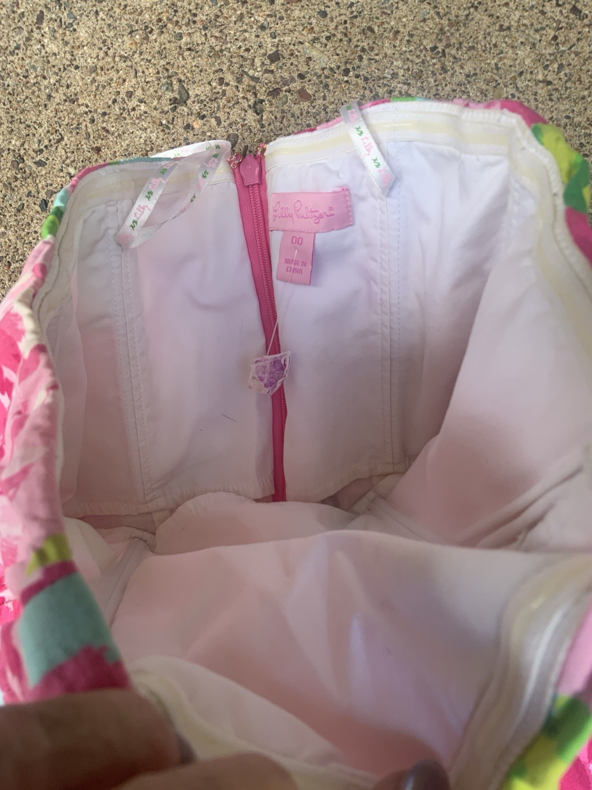 Lilly Pulitzer First Impressions Lottie Strapless Rose ‘Hottie Pink’ 2010 Sz 00