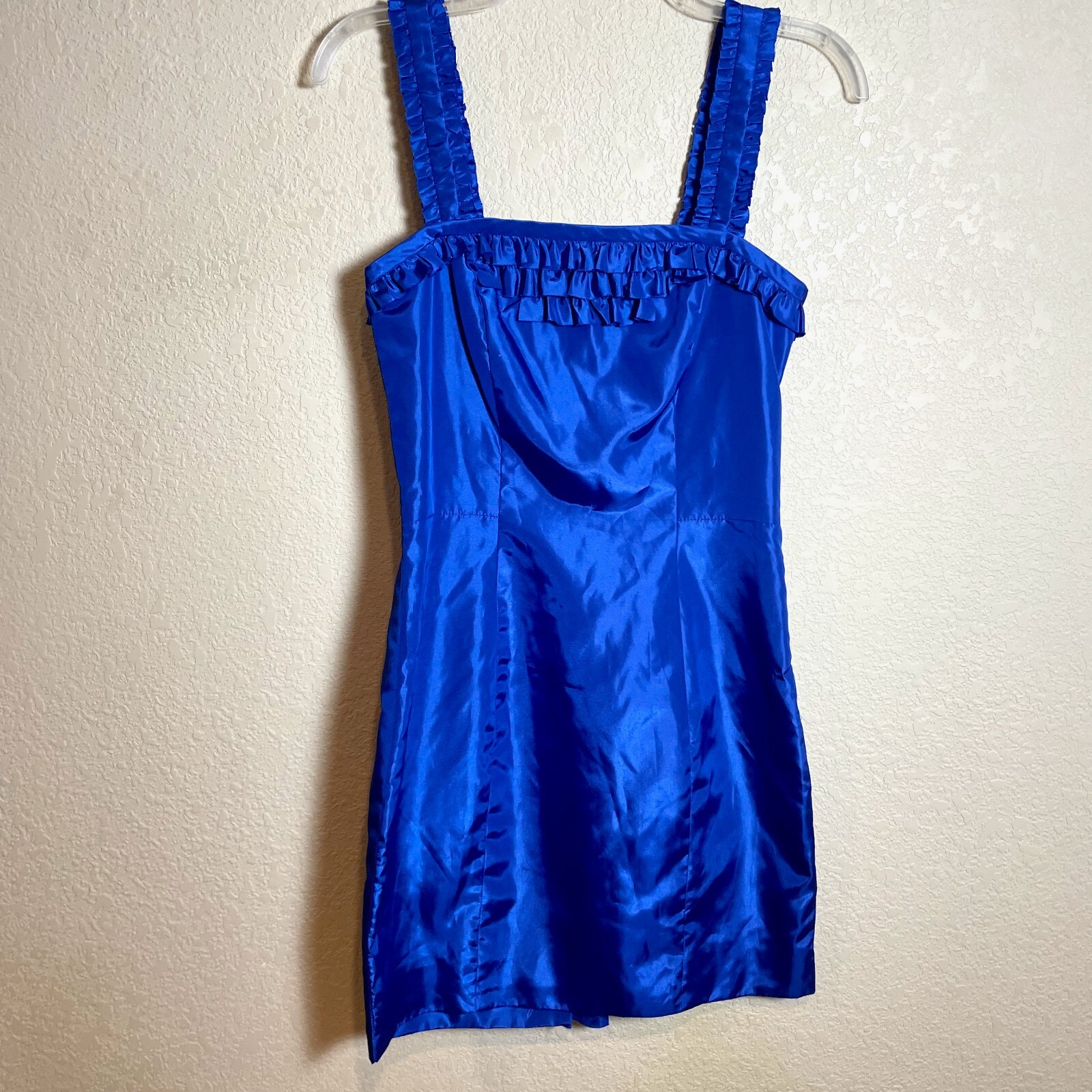 Betsey Johnson Mini Cocktail Dress Size 2 Blue Sleeveless Ruffle Pleated Bow NEW