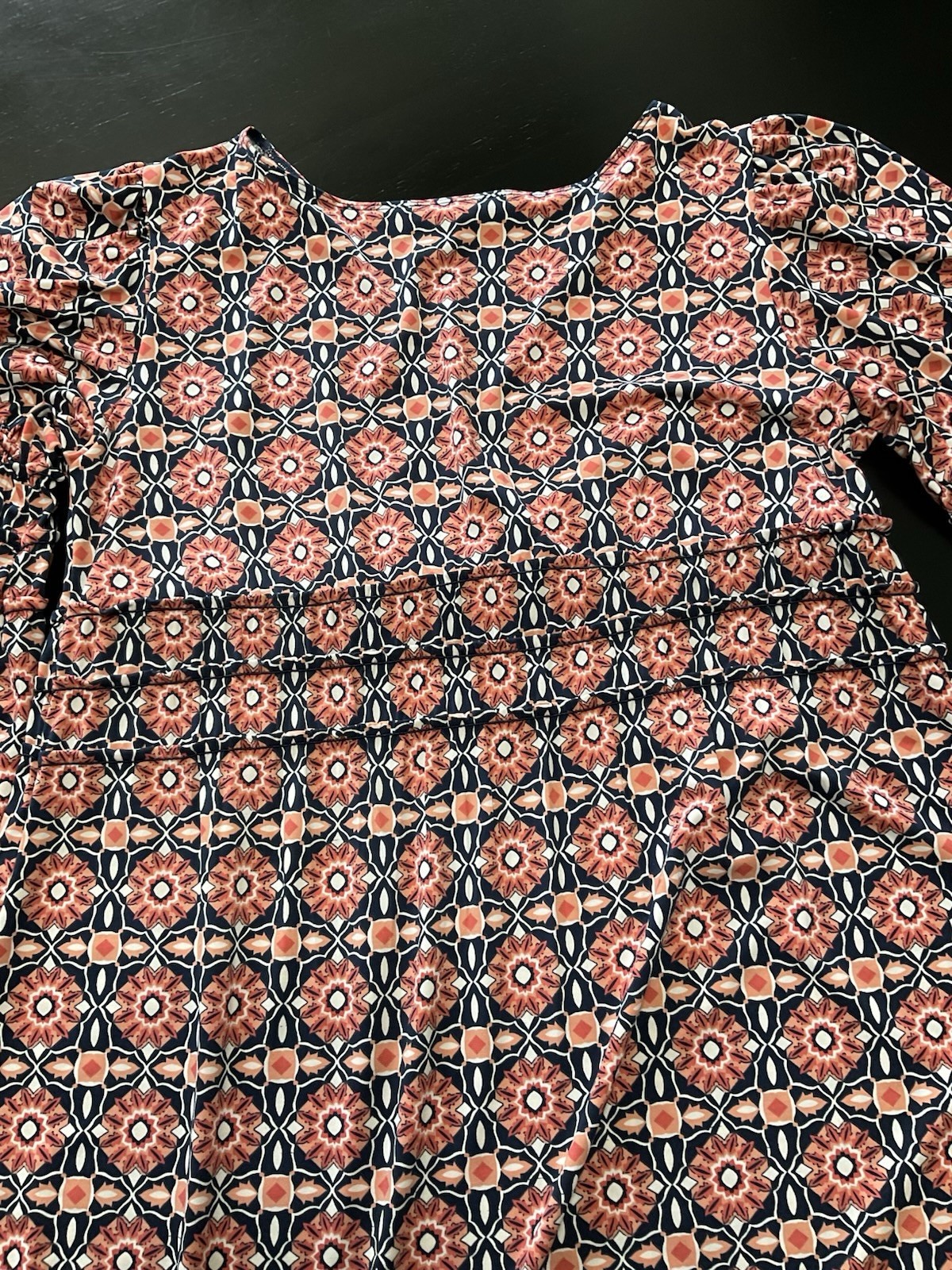 Max Edition Womens M/L Multicolor Geometric V-Neck Bell Sleeve Shift Dress