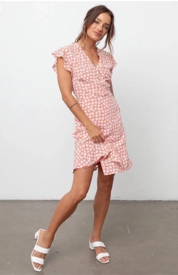 Rails Leanne Sweetheart Wrap Dress Large L New NWT Hearts Silk Lined Beautiful