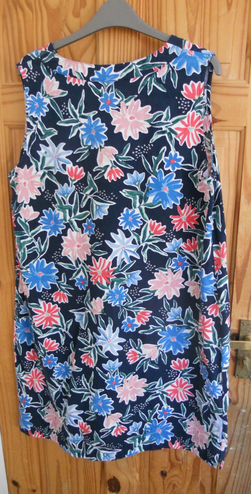 MARKS & SPENCER COLLECTION navy blue PINK MULTI FLORAL linen mix DRESS 16r new