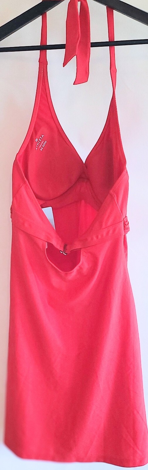 Athleta Womens Size 34D/DD Halter Built In Bra Beach Sundress Red NWT