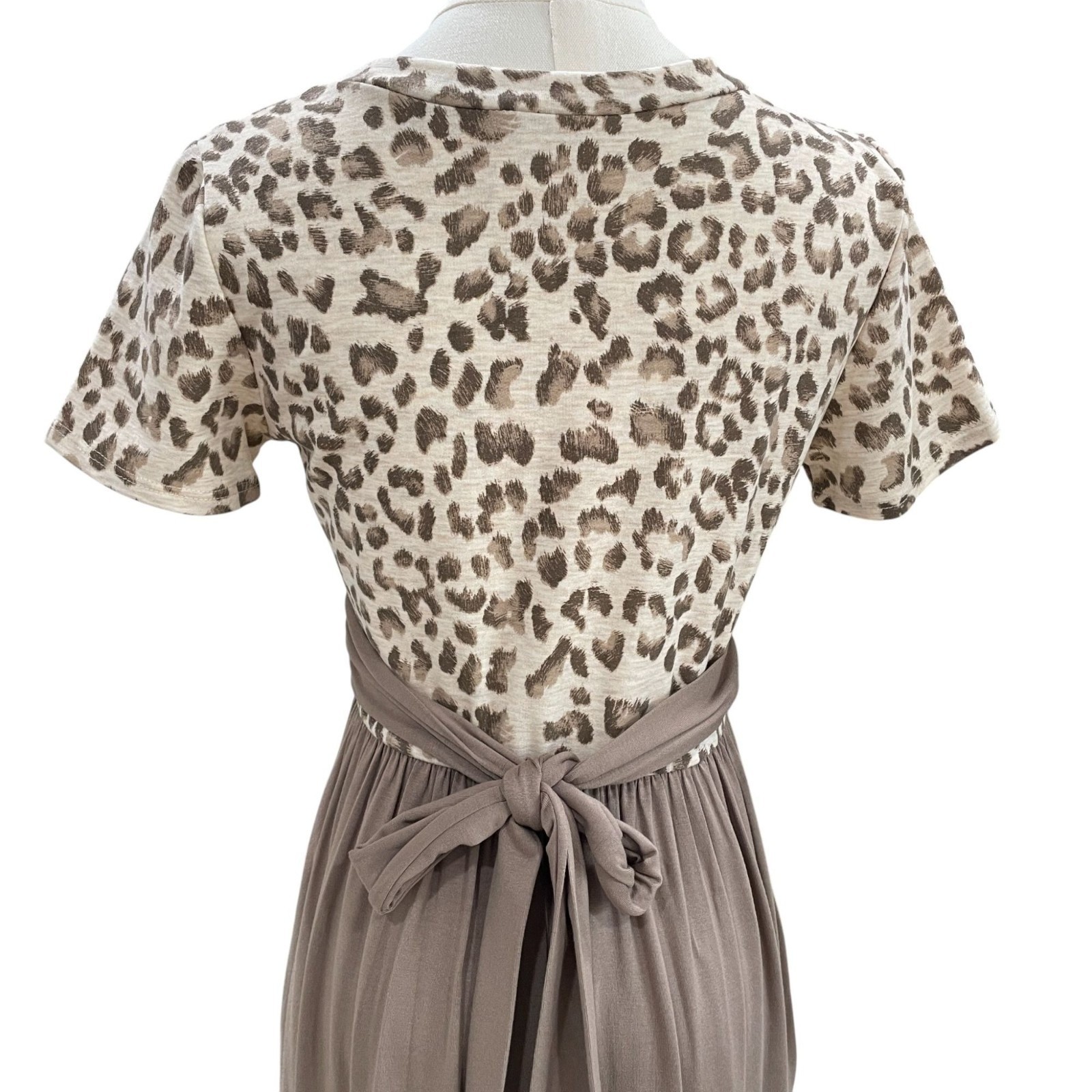 7th Ray Leopard Print Midi Dress Small Tie Back Pockets Cottagecore NWOT USA