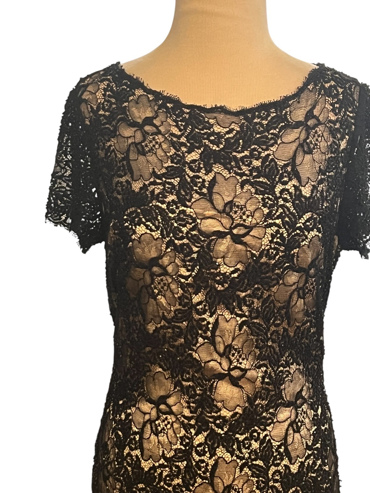 Vtg Black Tie Oleg Cassini NEIMAN MARCUS Black Evening Gown Beaded Silk Sz 10