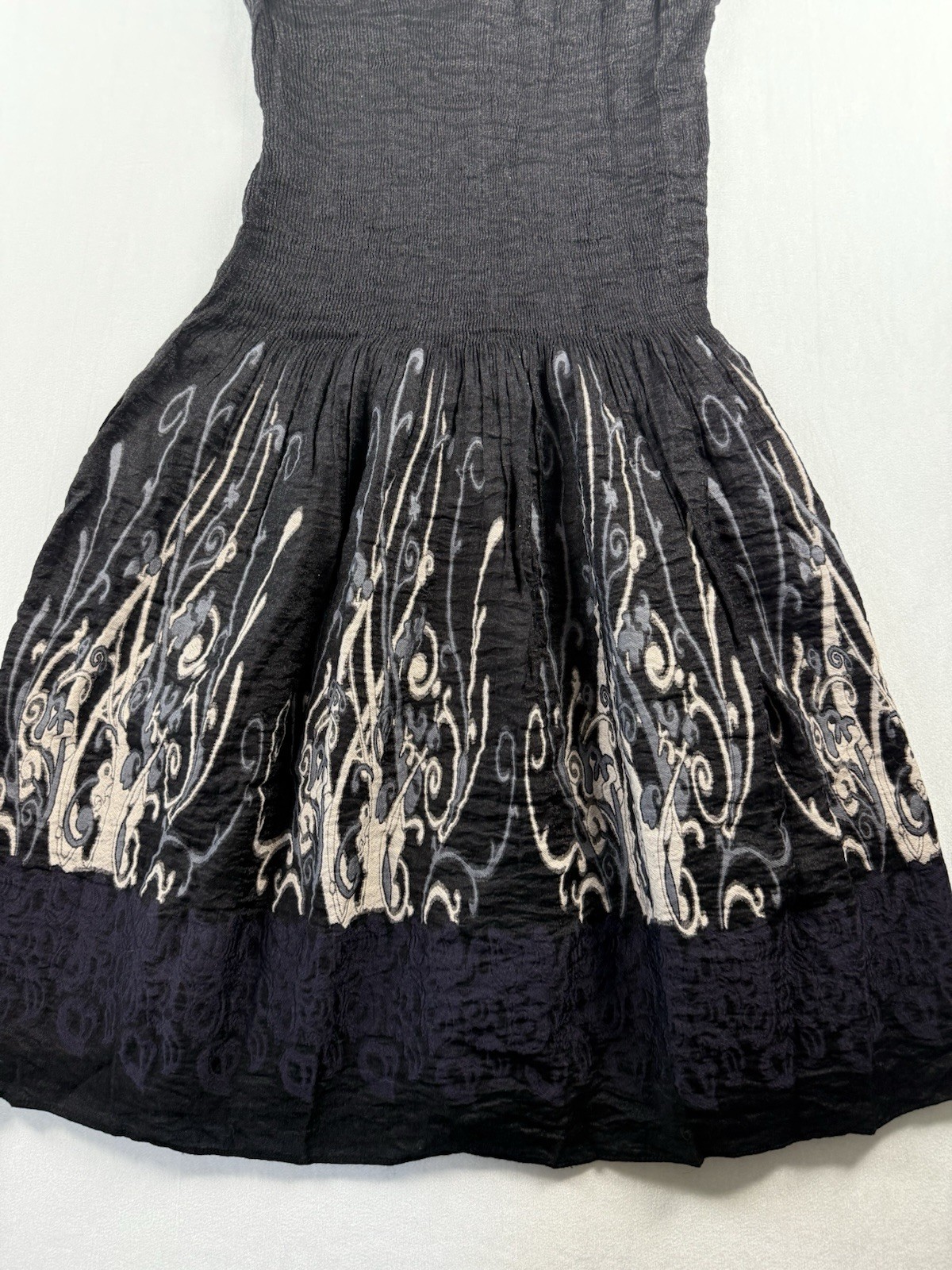 Max Edition Embroidered Crinkle Dress L Black Whimsigoth Y2K Stretch Sleeveless