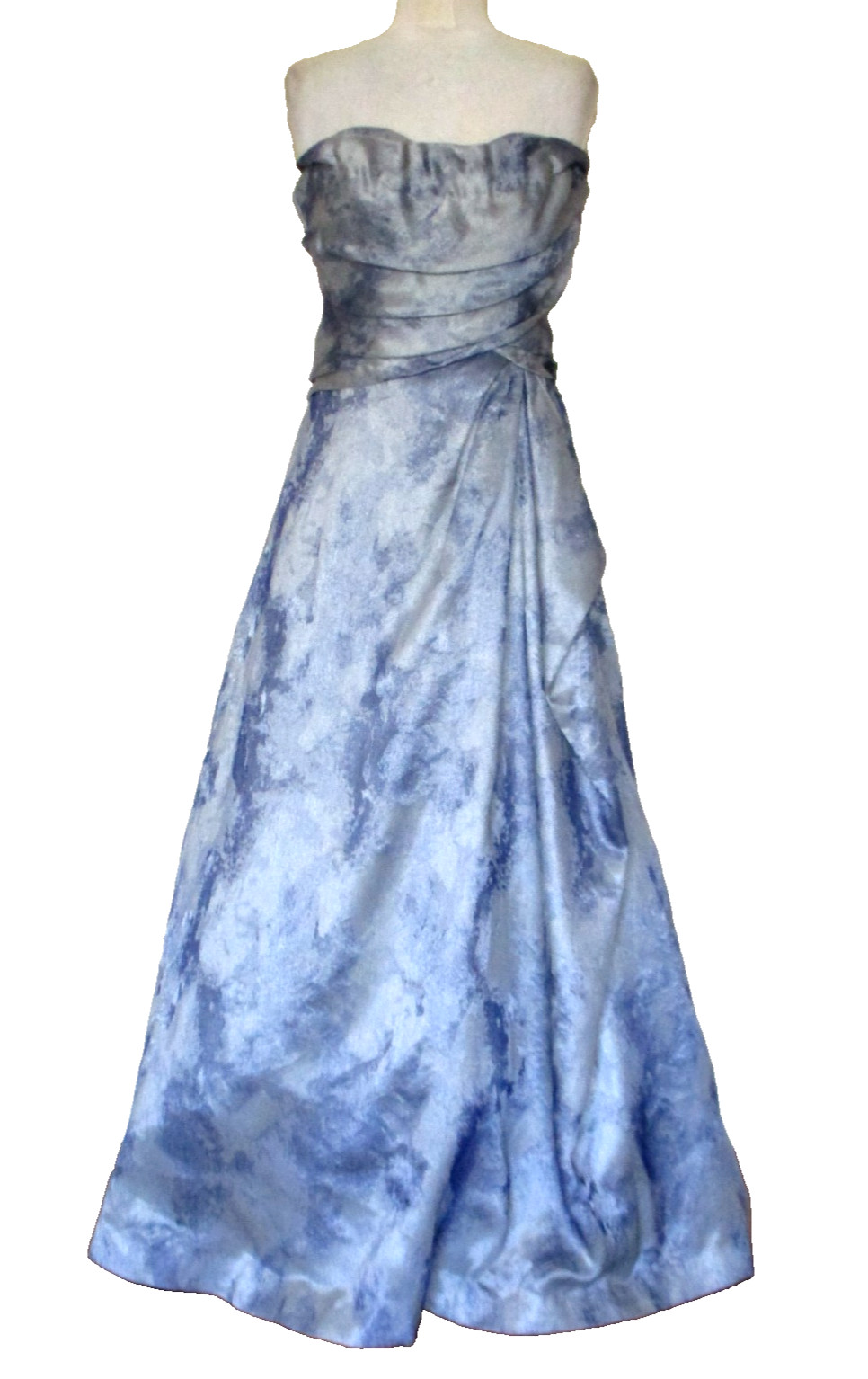 Rene Ruiz Blue Gray Strapless Gown Dress Size 6 Women Crinoline Skirt