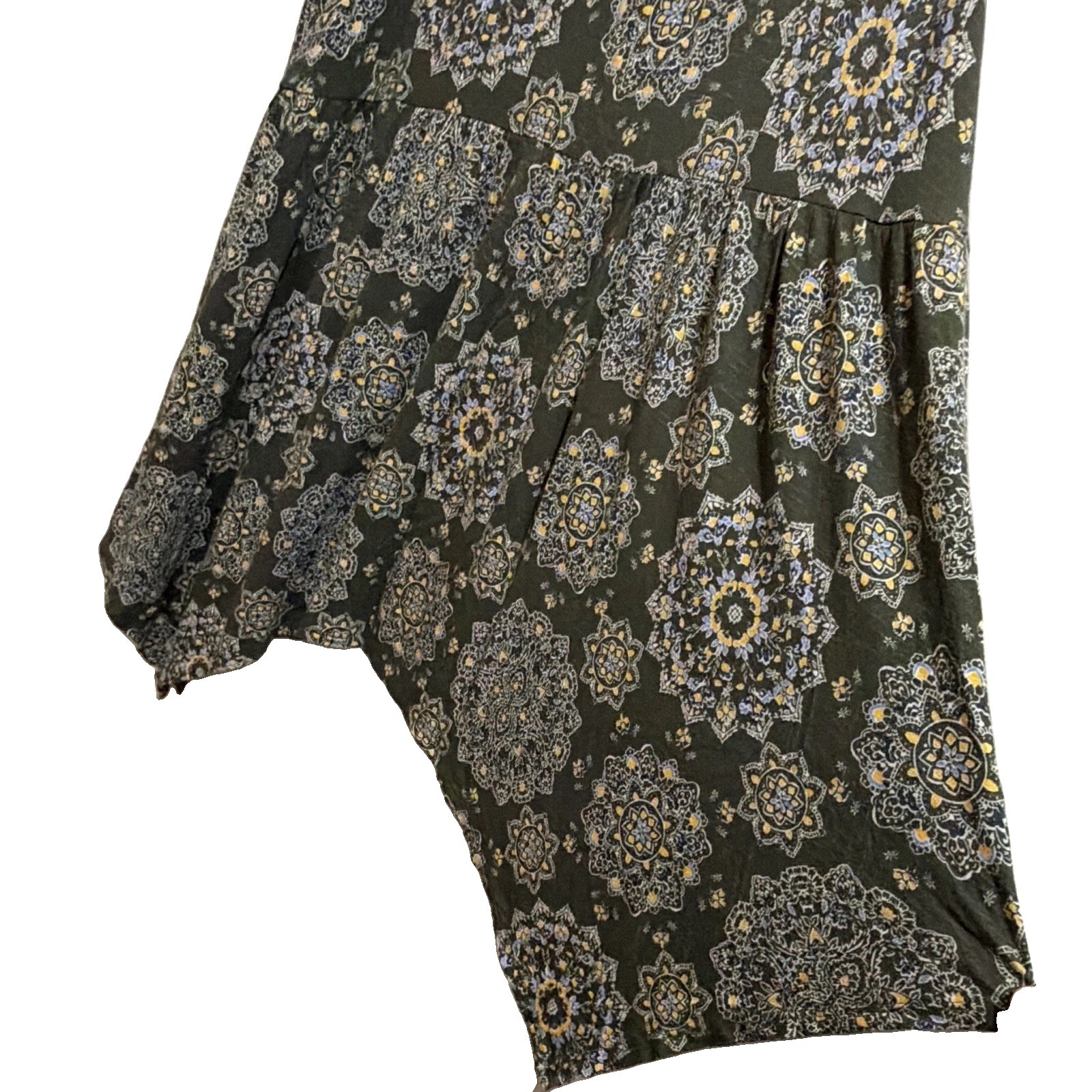 Torrid Super Soft Knit Dress Size 4 Olive Medallion Print Lattice Back