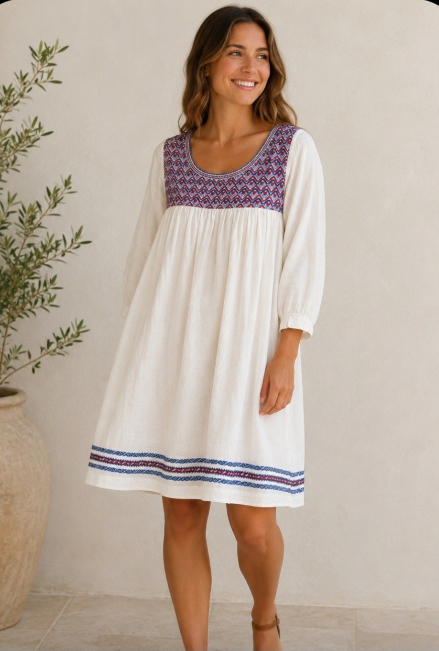 NWT The Coast Brand Santa Barbara Embroidered Dress One Size Beachy Coastal SEE
