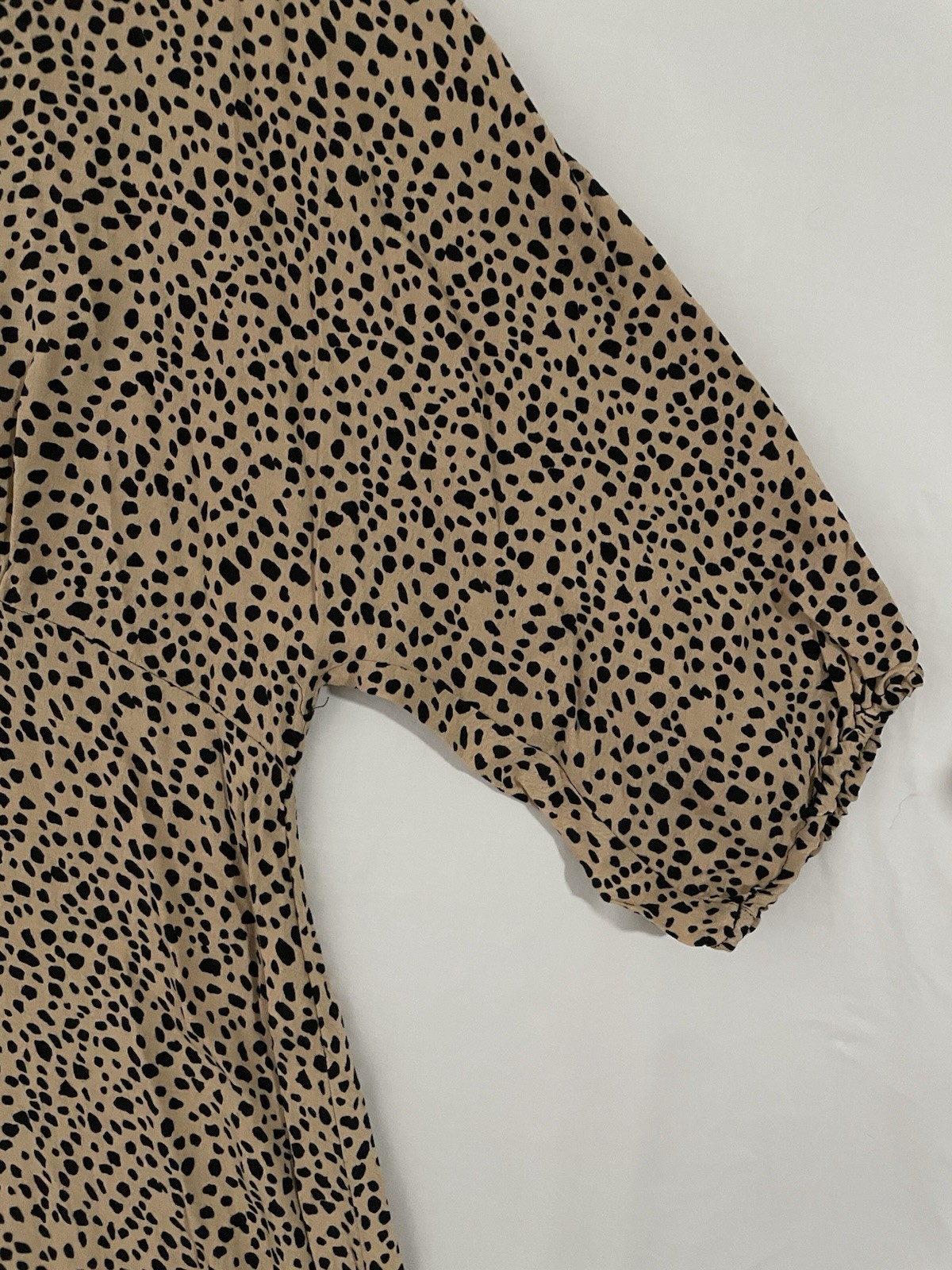 MNG Beige/Black Leopard Print V-Neck Maxi Dress 3/4 Sleeve XL