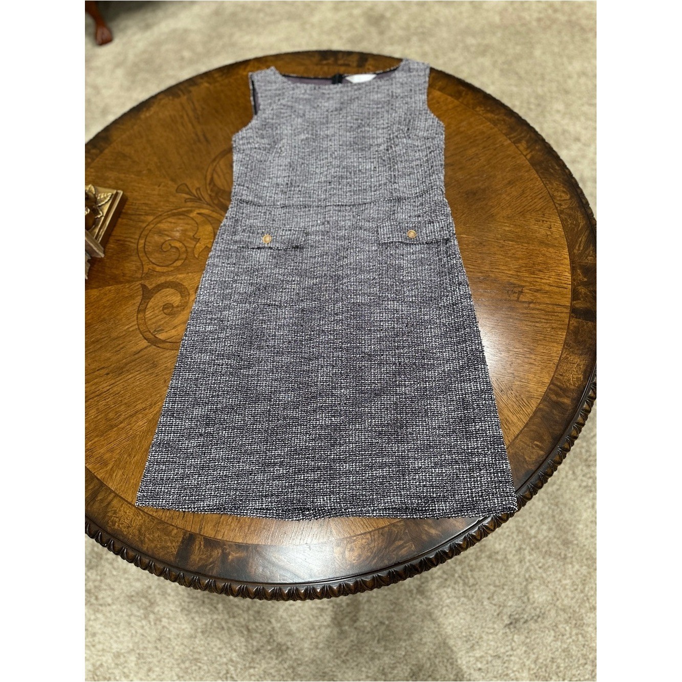 Hobemty Shift Dress M Black White Tweed Metallic Old Money Preppy Clueless