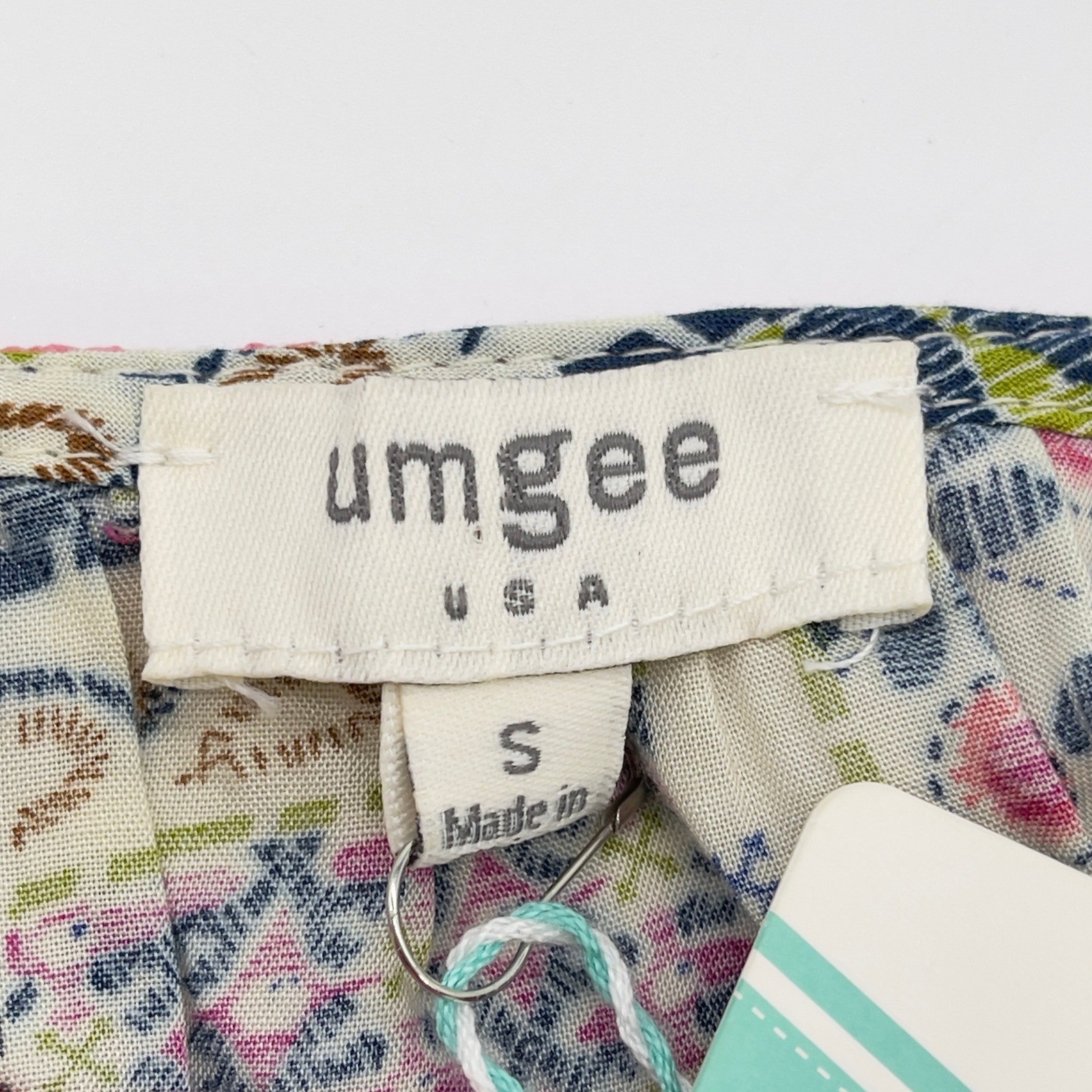 Umgee Patchwork Cold Shoulder Tunic Mini Dress Women Small Flowy Boho Indie Pom