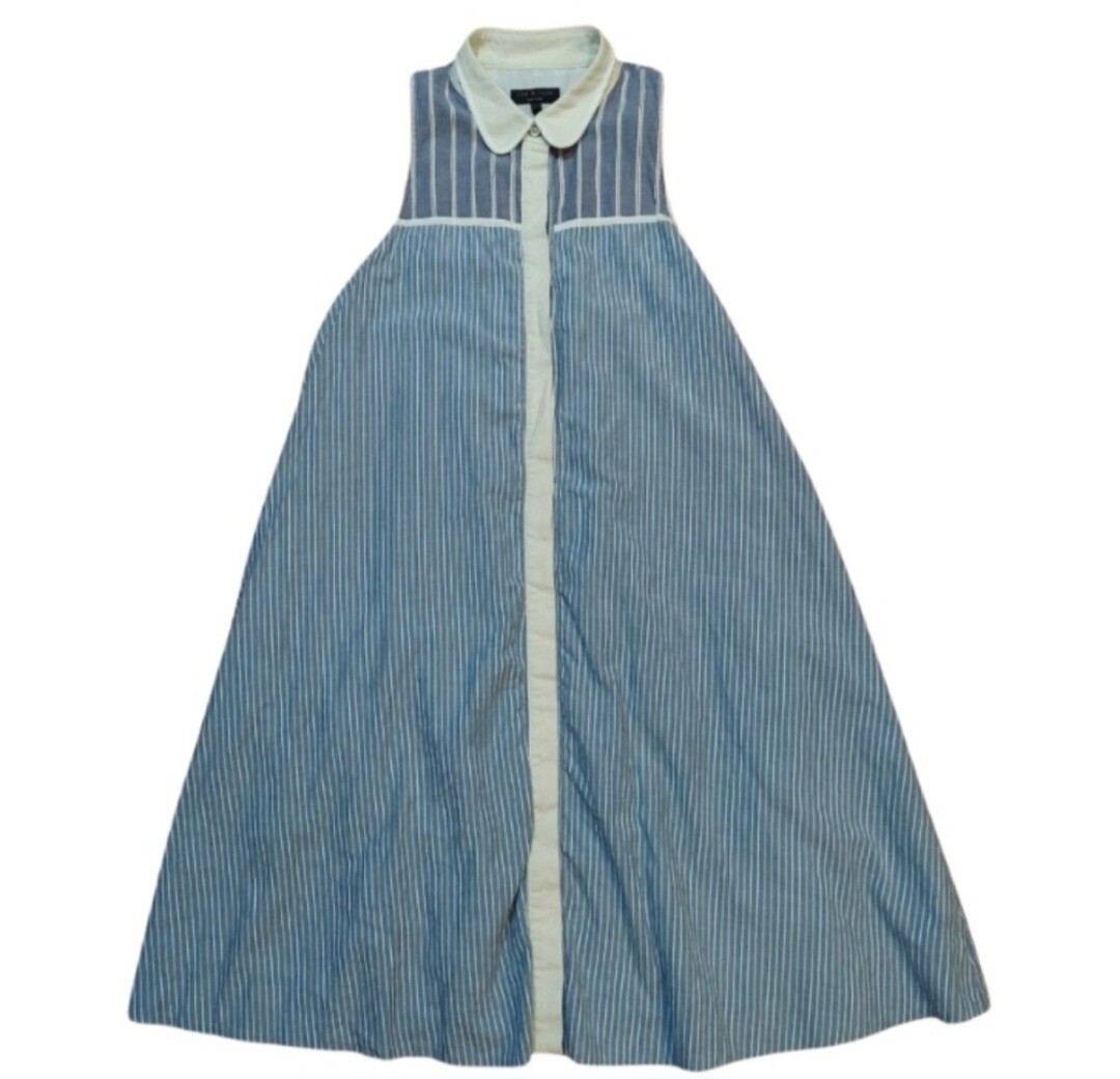 Rag & Bone Sleeveless Hidden Button Striped Shirt Dress With Pockets Size XS