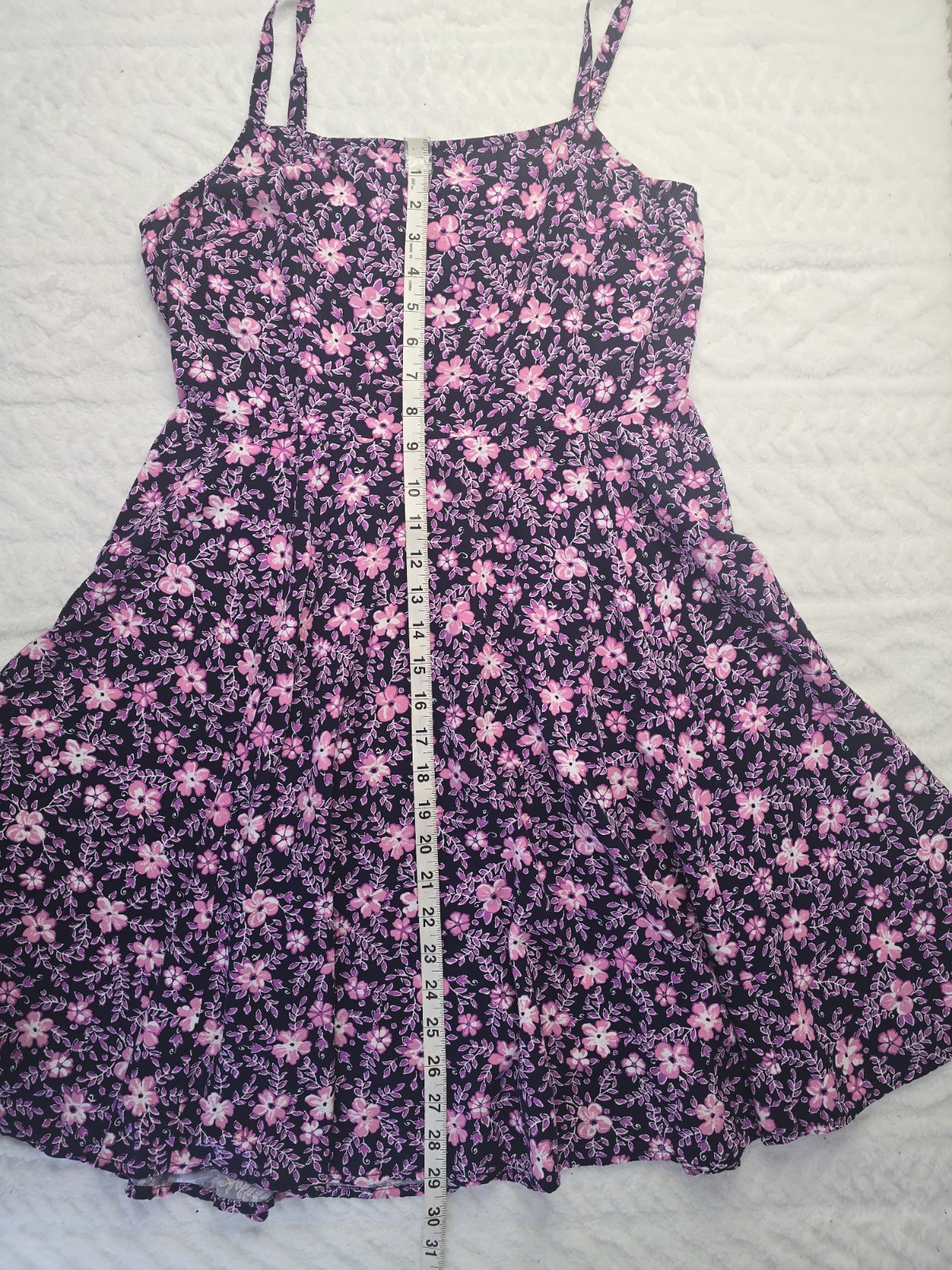 GAP Floral Sundress Navy Pink Ditsy Print Sleeveless Fit Flare Spaghetti Strap M