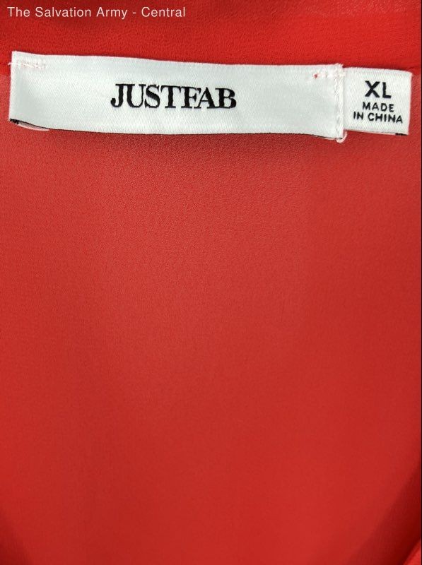 Justfab Womens Red Long Sleeve Tie Neck Fit & Flare Dress Size X-Large