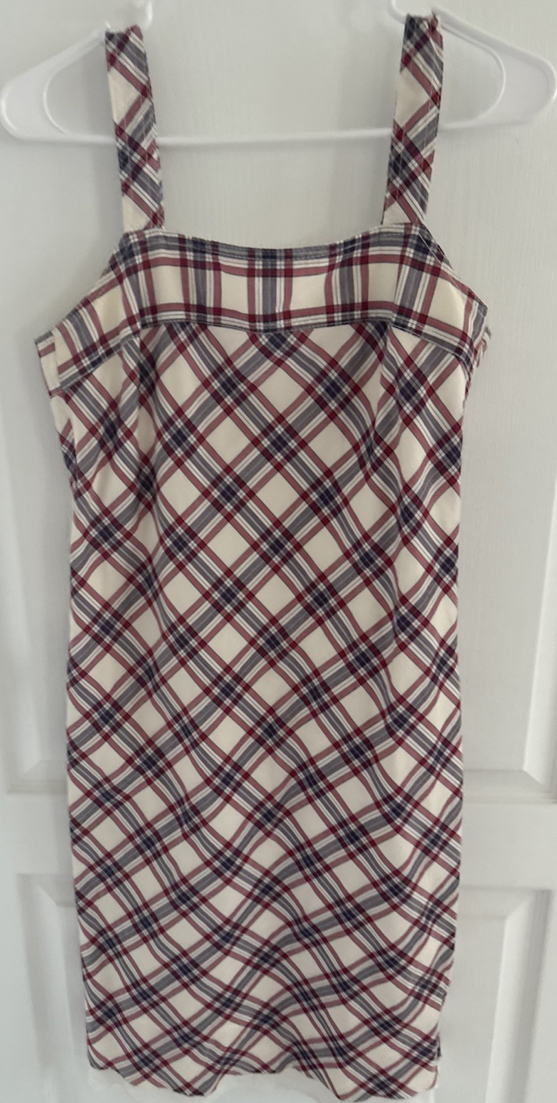 Womens Tommy Hilfiger Red Blue And Ivory Plaid Cotton Sundress Sz 4