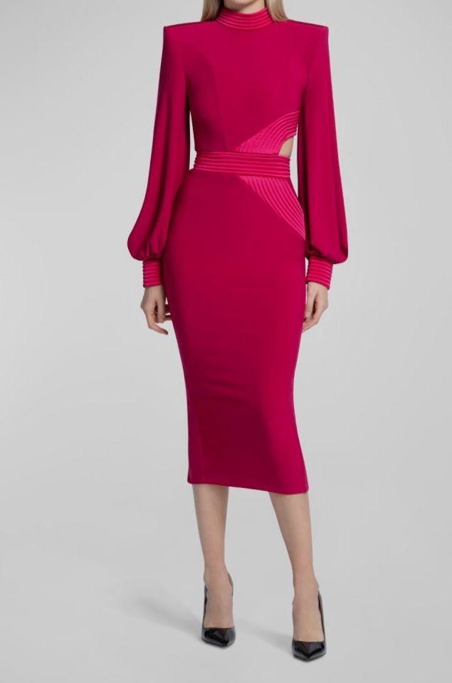 $600 Zhivago Women’s Pink Cry Jersey Cutout Bodycon MIDI Dress Size 2