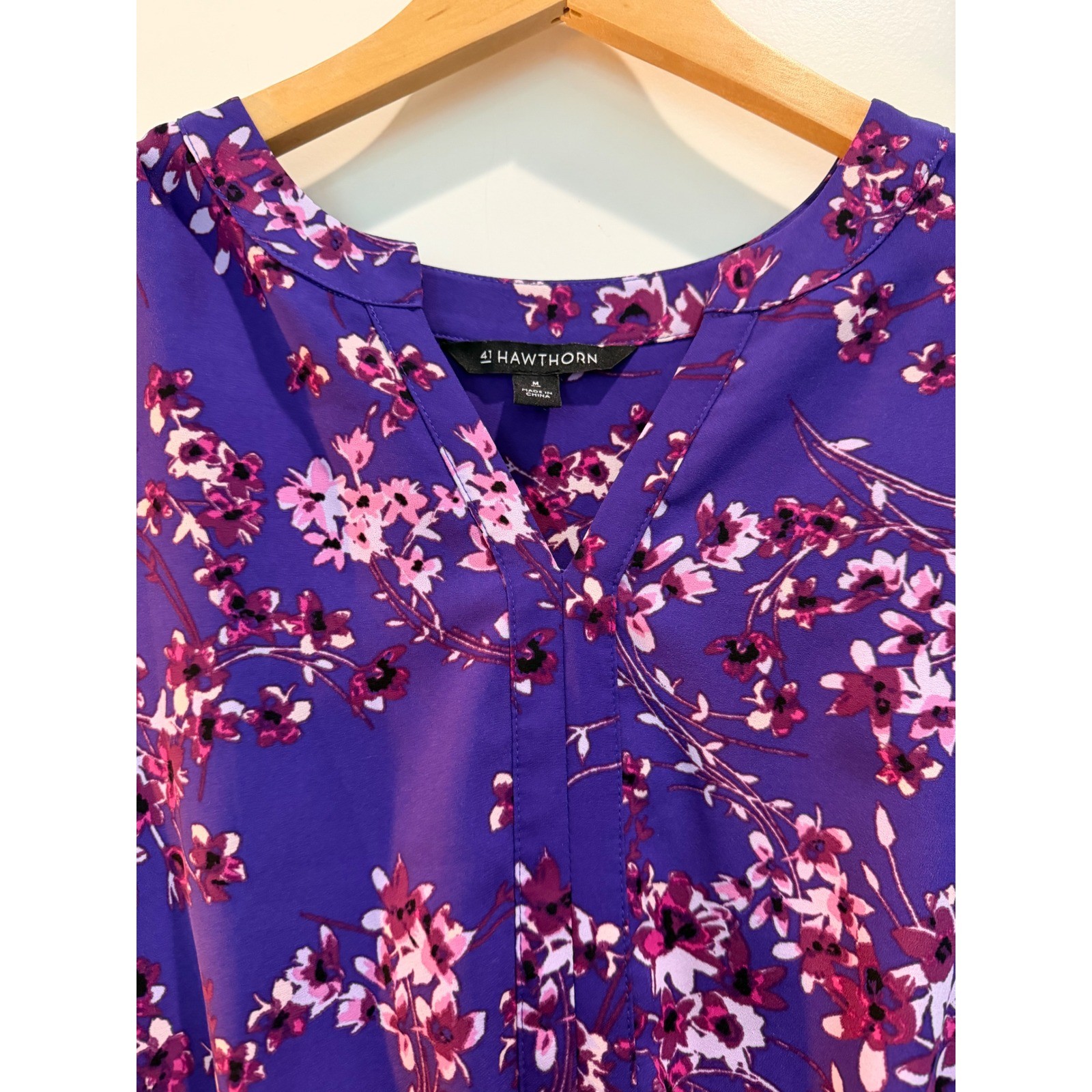 41 Hawthorn Purple Floral Flutter Sleeve Elastic Waist Dress WGW70258 Medium