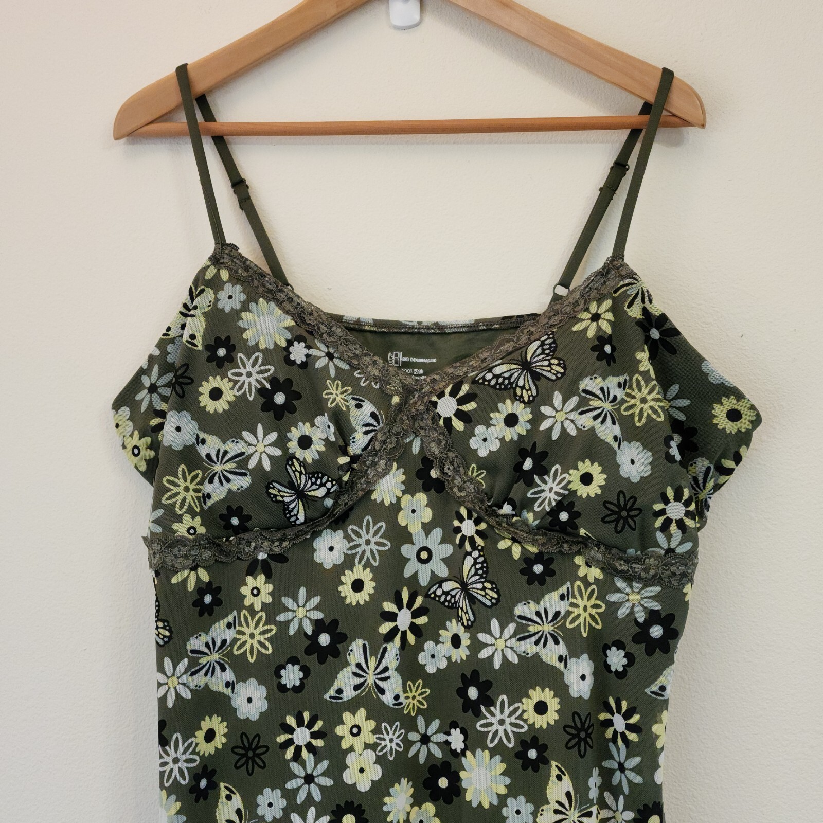 No Bounderies Y2K Babydoll Mini Mesh dress Lace Line Green Floral 3XL/21 Retro