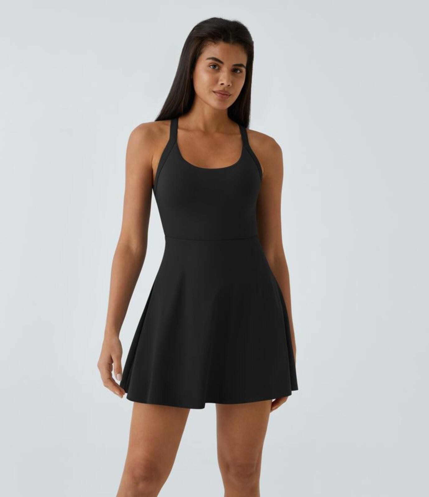 SoftlyZero™ Airy Backless Twisted Flare Low Support Dance Active Dress Small
