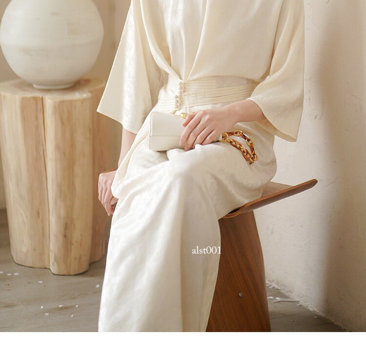 Retro Chinese Style Zen Design Womens Stand Collar 3/4 Sleeve Long Dresses Qipao