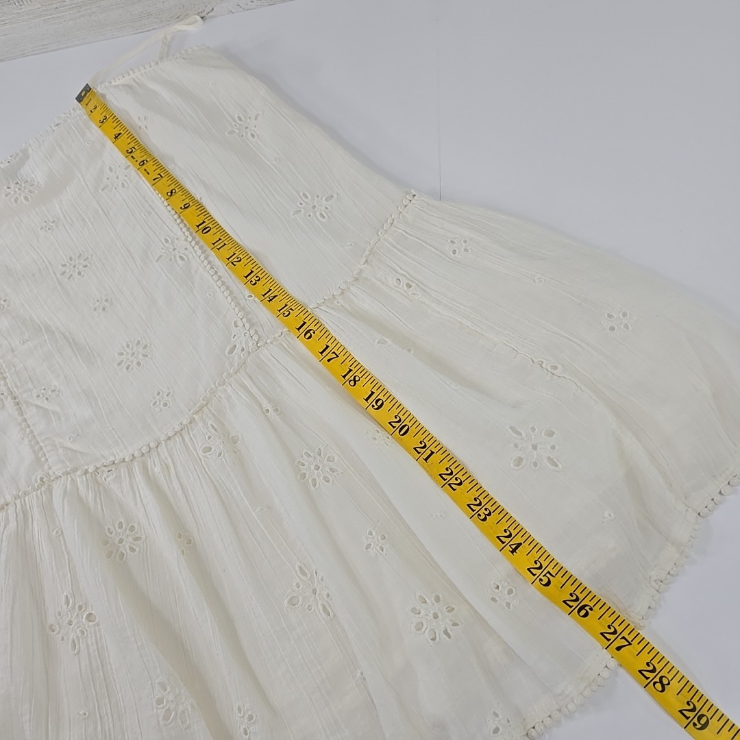 AERIE White Eyelet Embroidered Tiered Sundress SZ M Cotton Lace Trim Boho Summer