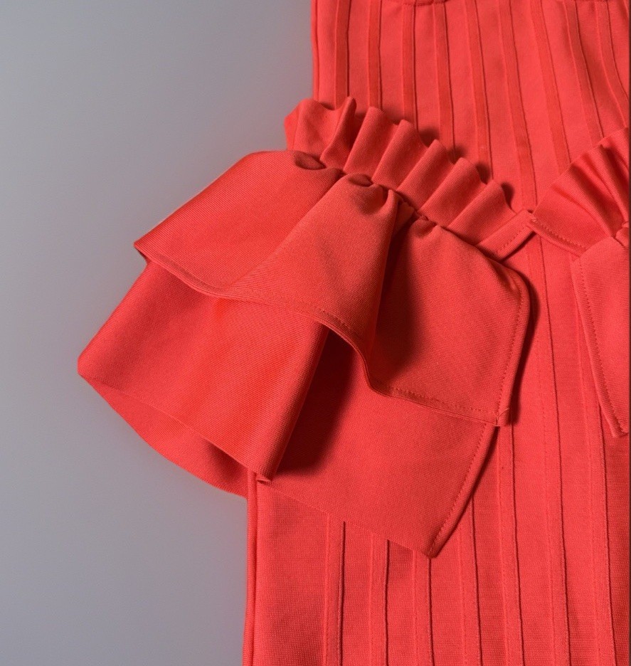 Red Corset Style Exaggerated Peplum Dress | Vegas | Structural | 80s Retro Vibe
