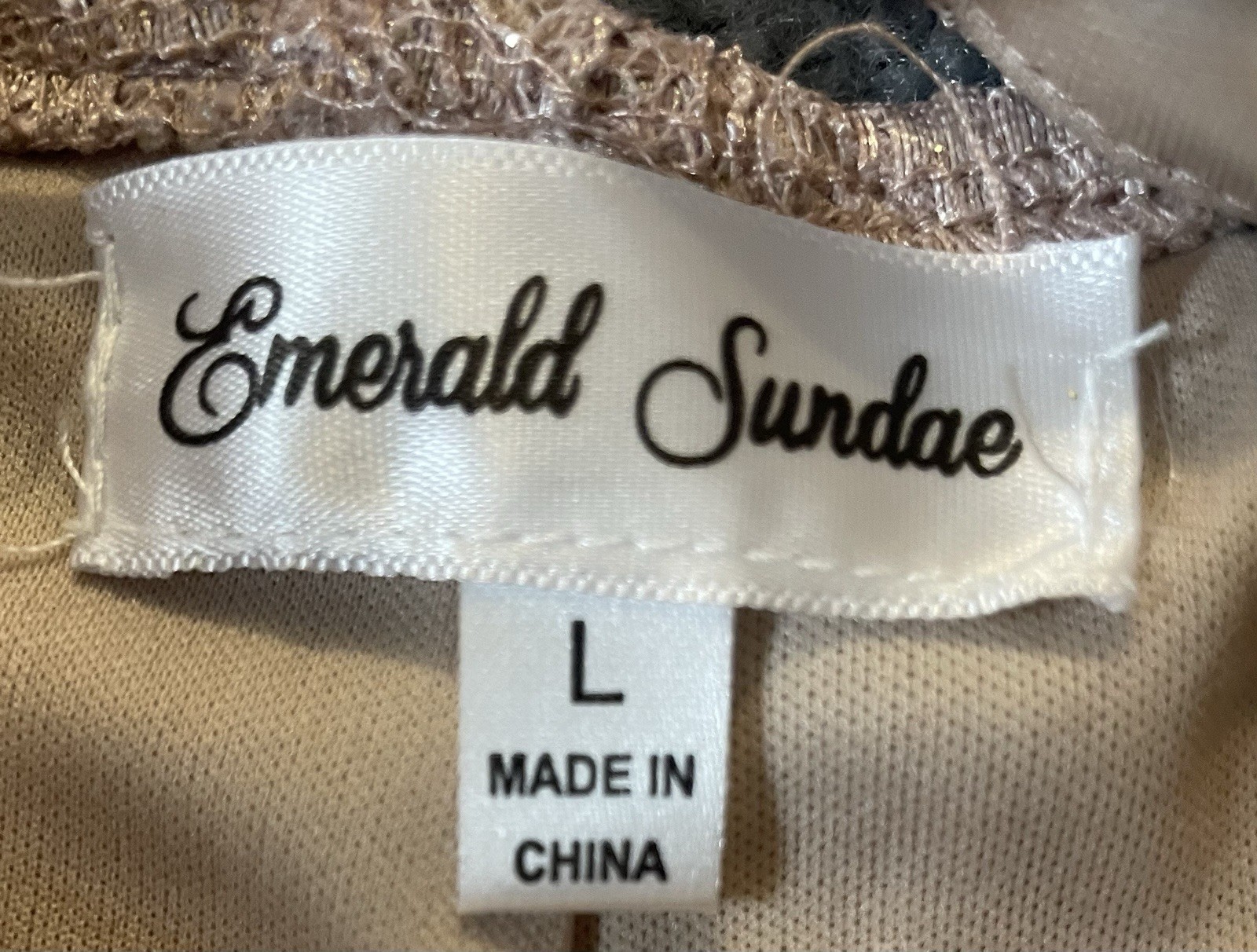 Emerald Sundae Floral Lace Cocktail Dress Sz L Mini Peach Cut Out Formal Club