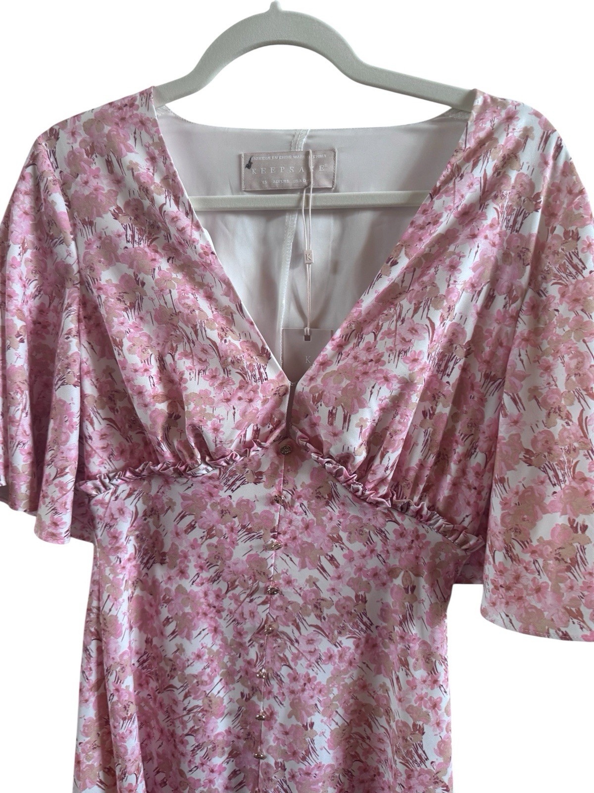 NWT Keepsake The Label Blaze Extra Small Pink Midi Dress Rose Blossom Romantic