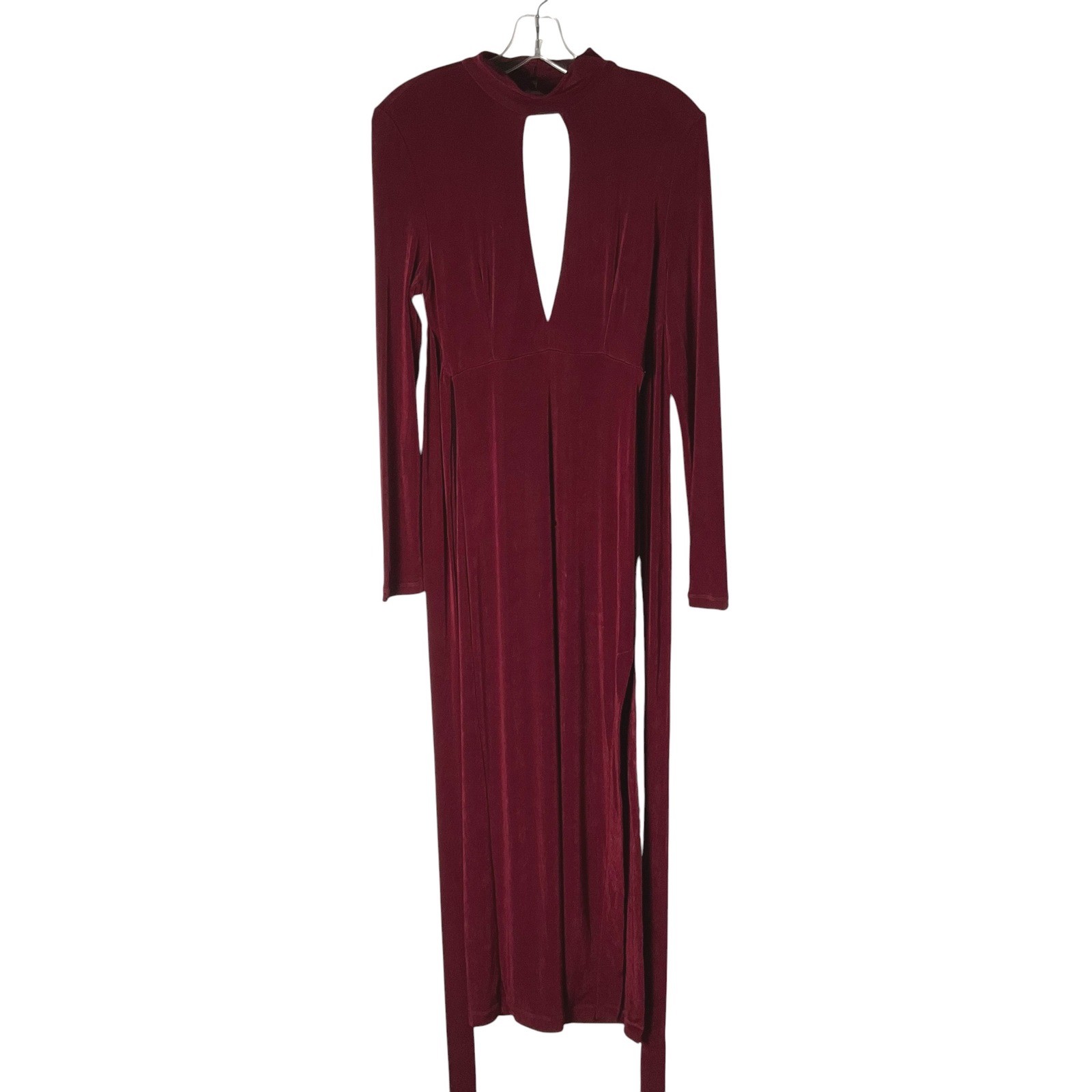 Bardot Ellis Maxi Dress Long Sleeve Backless Burgundy Sz Medium *READ FLAW*