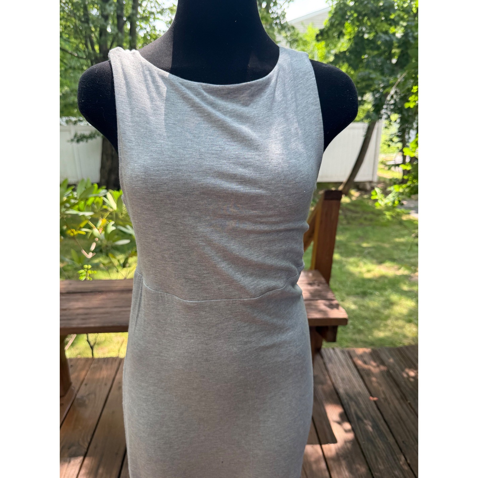 Athleta Santorini Midi Solid Dress Grey Heather MicroModal Empire Waist 446866 S
